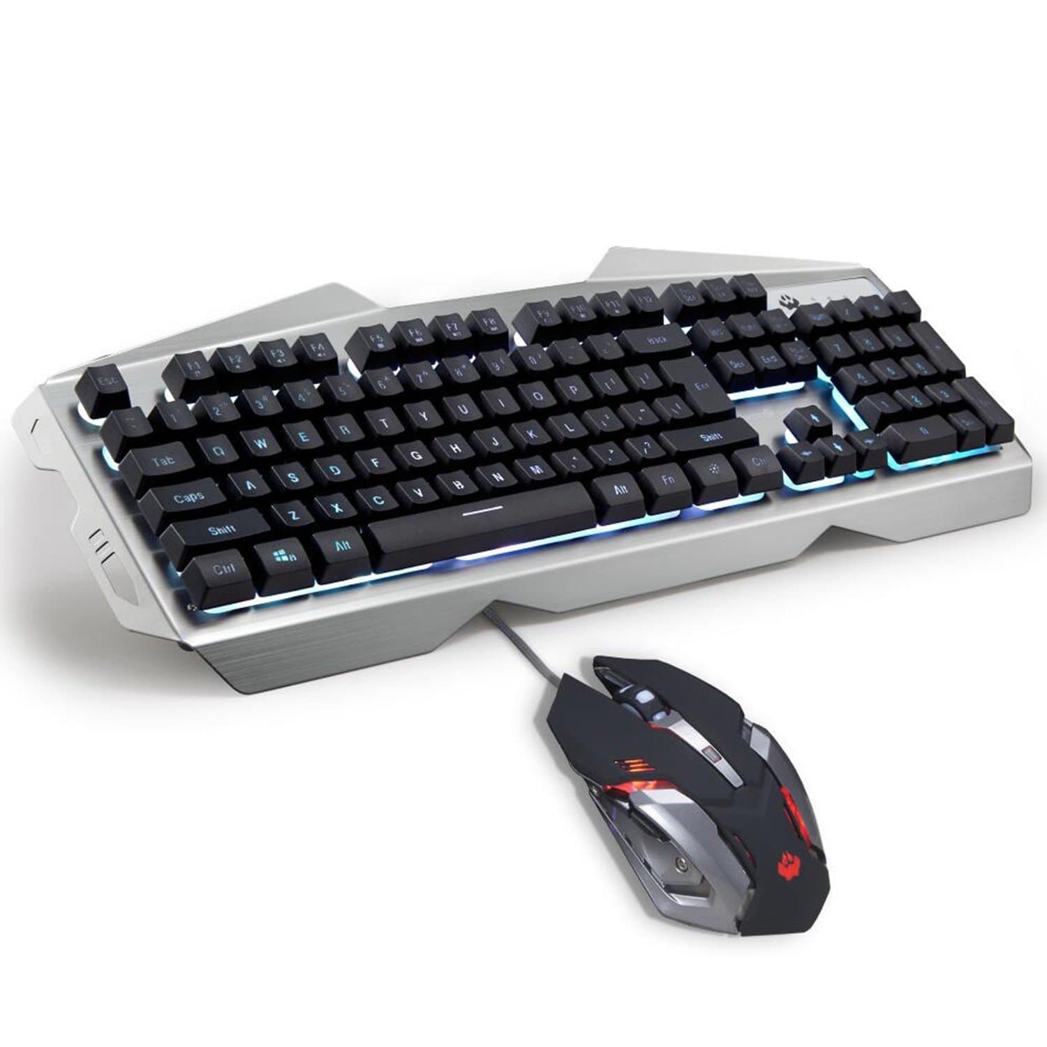 RGB Backlit Gaming Keyboard and Mouse Combo 104 Keys USB Wired Heavy Duty Metal Board Membrane Keyboard (Slight Flaw)