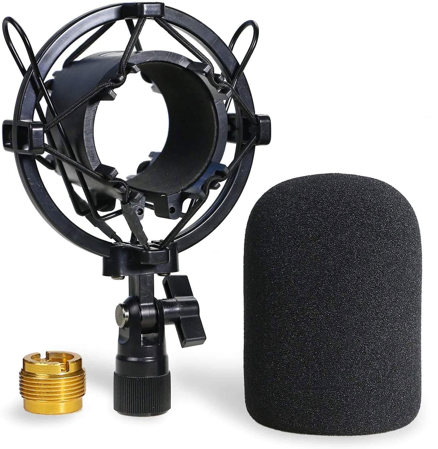 YOUSHARES AT2020 Shock Mount with Pop Filter - Foam Windscreen with Microphone Shockmount Reduces Vibration Noise and Blocks Out Plosives for Audio Technica AT2020 AT2035 ATR2500 Condenser Mic