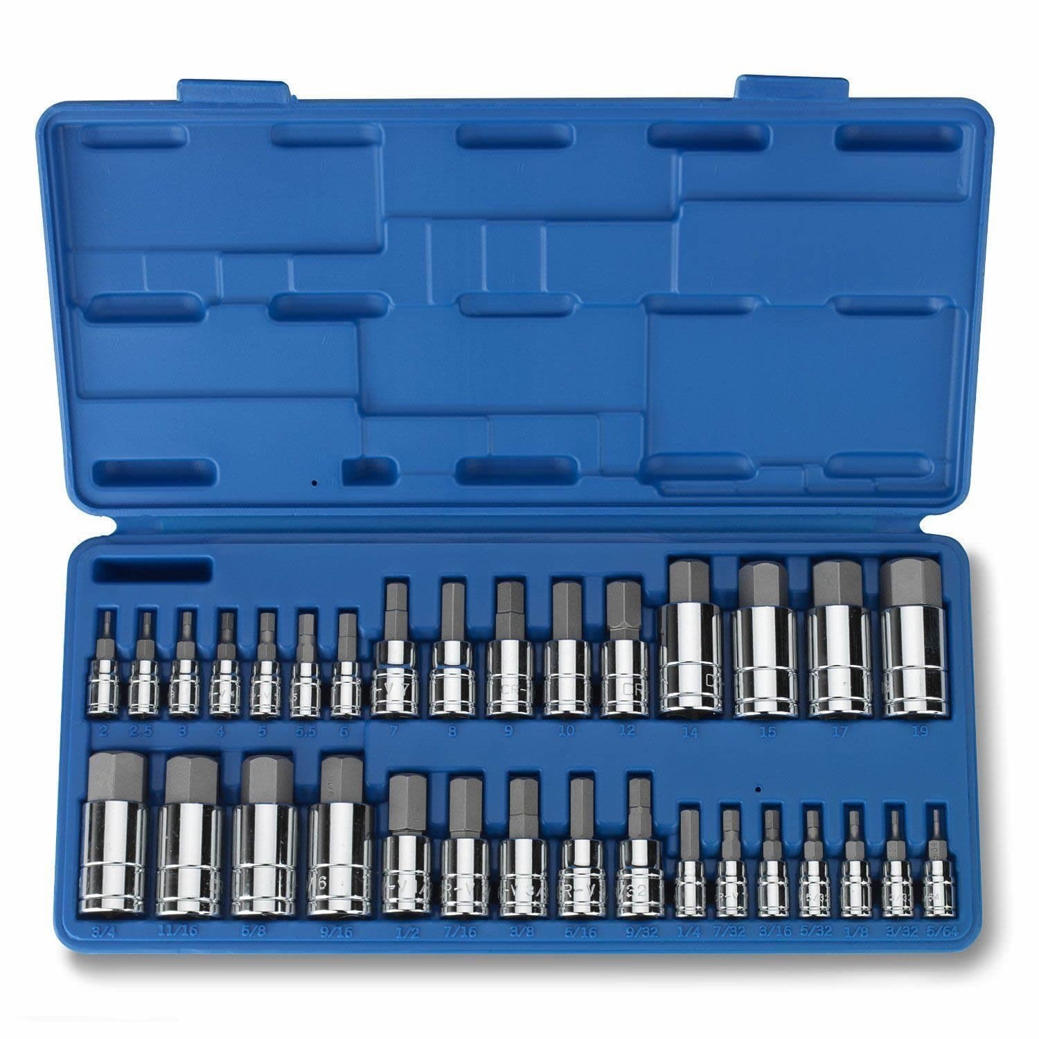 32 PC MASTER ALLEN WRENCH BIT KIT HEX KEY FOR RATCHET SOCKET TOOL SAE METRIC SET by Sockets