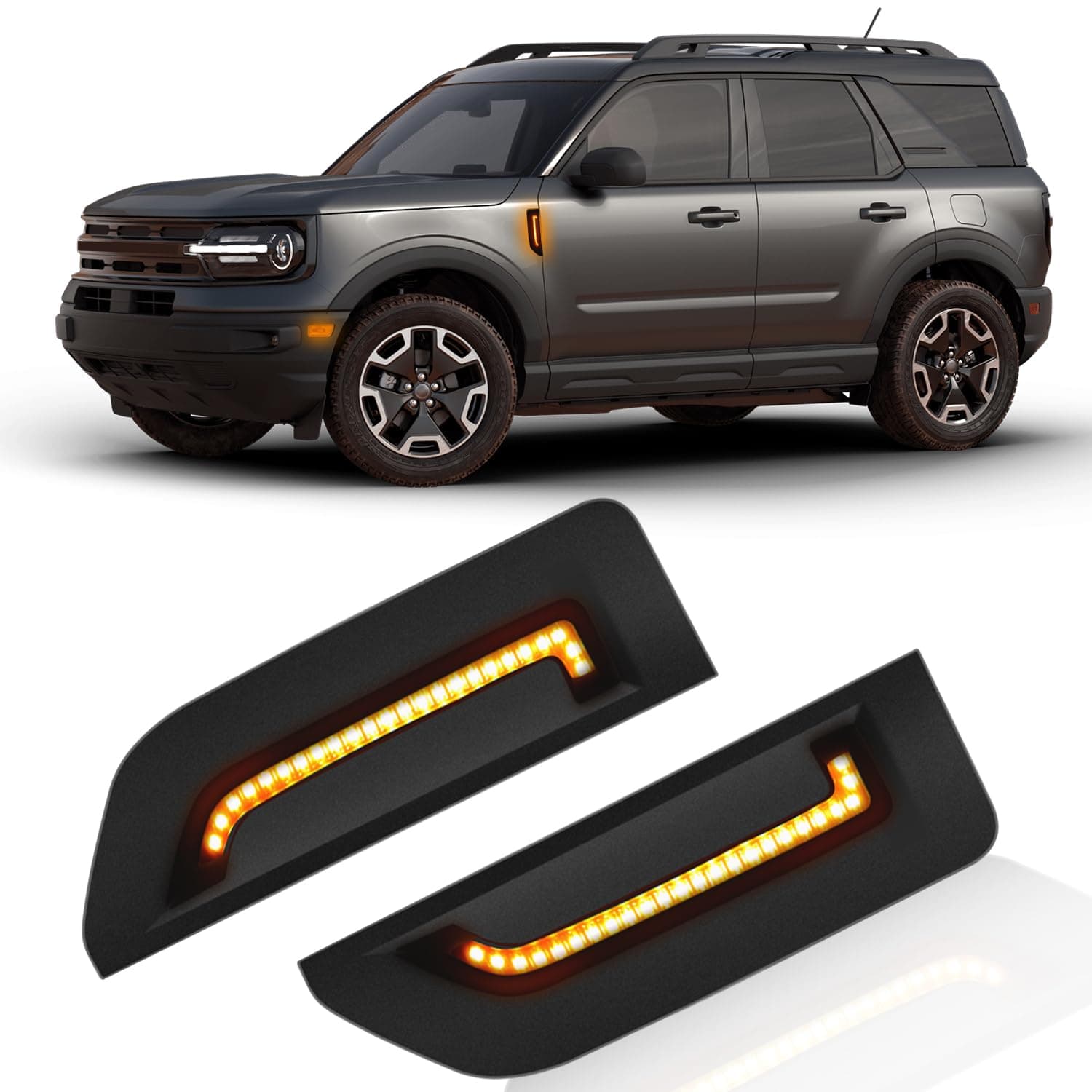TECTICO LED Side Marker Lights, Plug N Play Side Marker Accessories Compatible with Bronco Sport Base/Big Bend/Outer Banks/Badlands/First Edition/Heritage 2021 2022 2023 2024, Amber