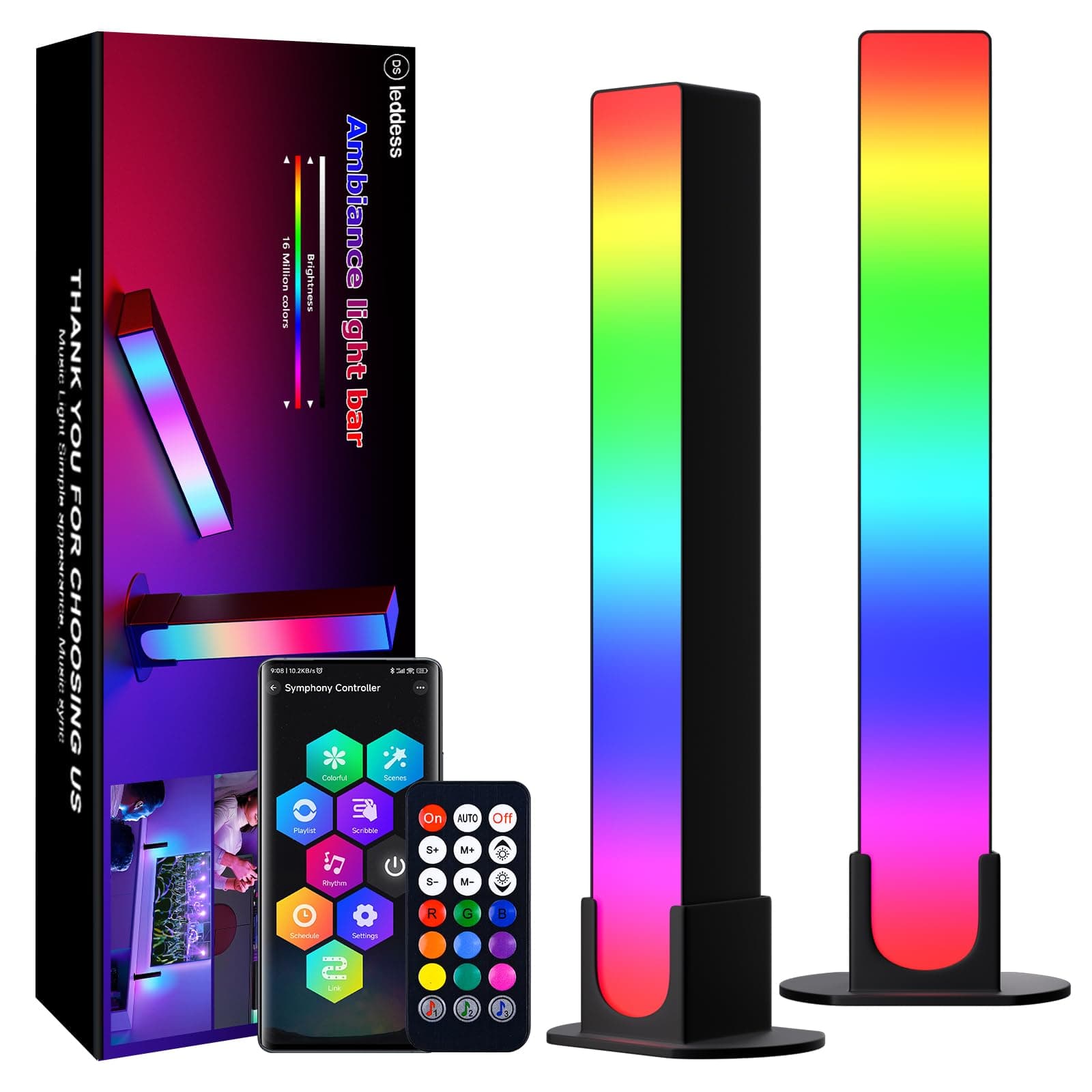 DS Smart LED Light Bars, Gaming Lights, Ambient Light, RGB TV Backlights with Scene Modes and Music Modes for Gaming, Computer Case, PC Monitor, TV, Laptop (Z Series)