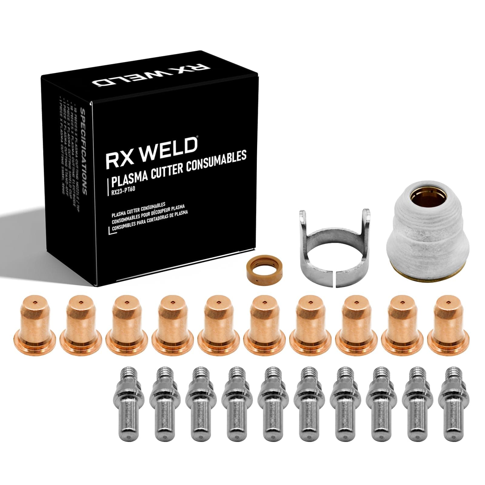 - RX WELD 23pcs Plasma Cutting Torch IPT-60 PT-60 IPT-40 PT40 Tip 0.039'' 1.0mm Electrode Shield Cap Stand Off