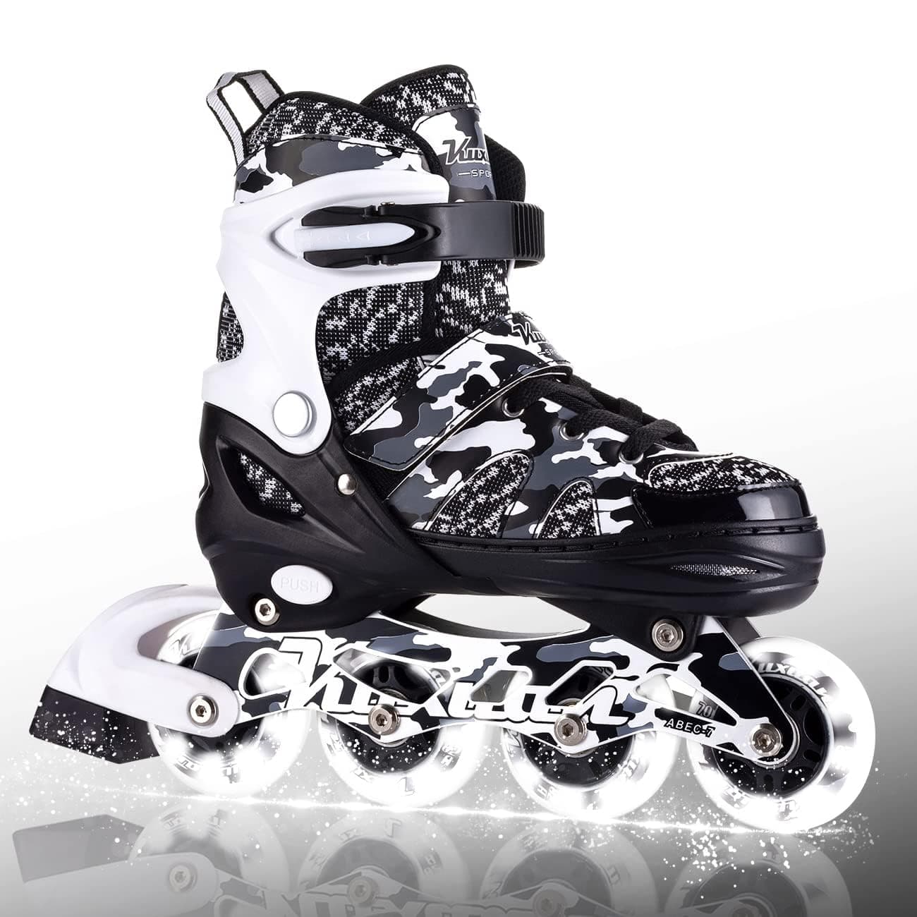 Kuxuan Boys Adjustable Inline Skates with Light up Wheels, Fun Illuminating Skates for Kids Girls Youth