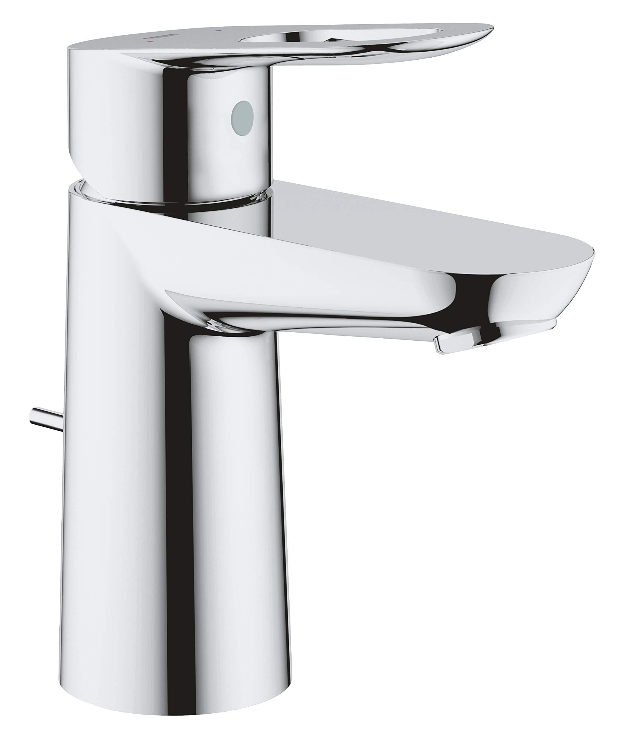 BauLoop Single Lever Basin Mixer | S-Size | With Plastic Pop-Up Waste Set | Water Saving Bathroom Tap | Bathroom Fixtures | Chrome | 23335000