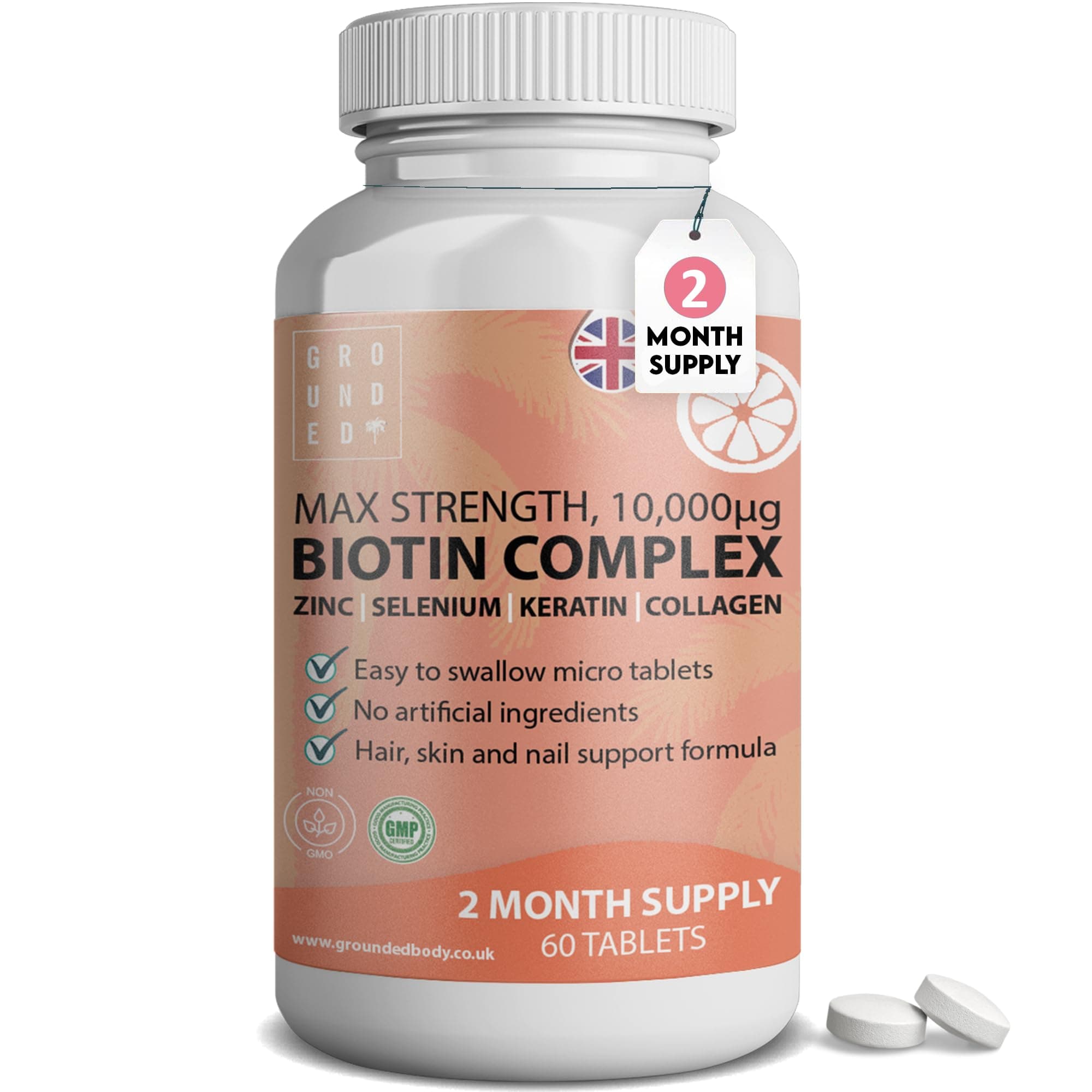 – Hair Growth Biotin Complex 10,000mcg with Marine Collagen, Selenium, Keratin & Zinc | x60 Tablets | Hair Growth, Thickness, Strength & Volume | Men & Women Hair Support Supplement