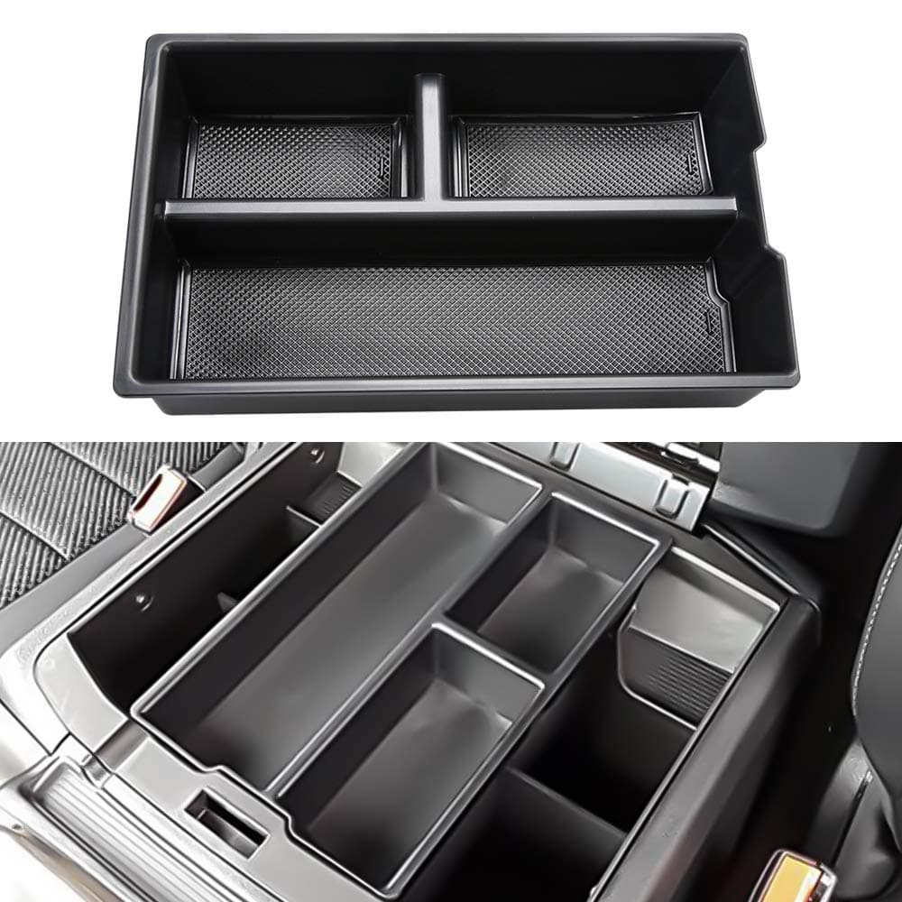 BORDAN Dodge Center Console Organizer Tray Insert ABS Black Armrest Tray Secondary Storage Box Compatible with Dodge RAM 1500 (2009-18) and RAM 2500/3500 (2010-19) (Full Console w/Bucket Seats ONLY)