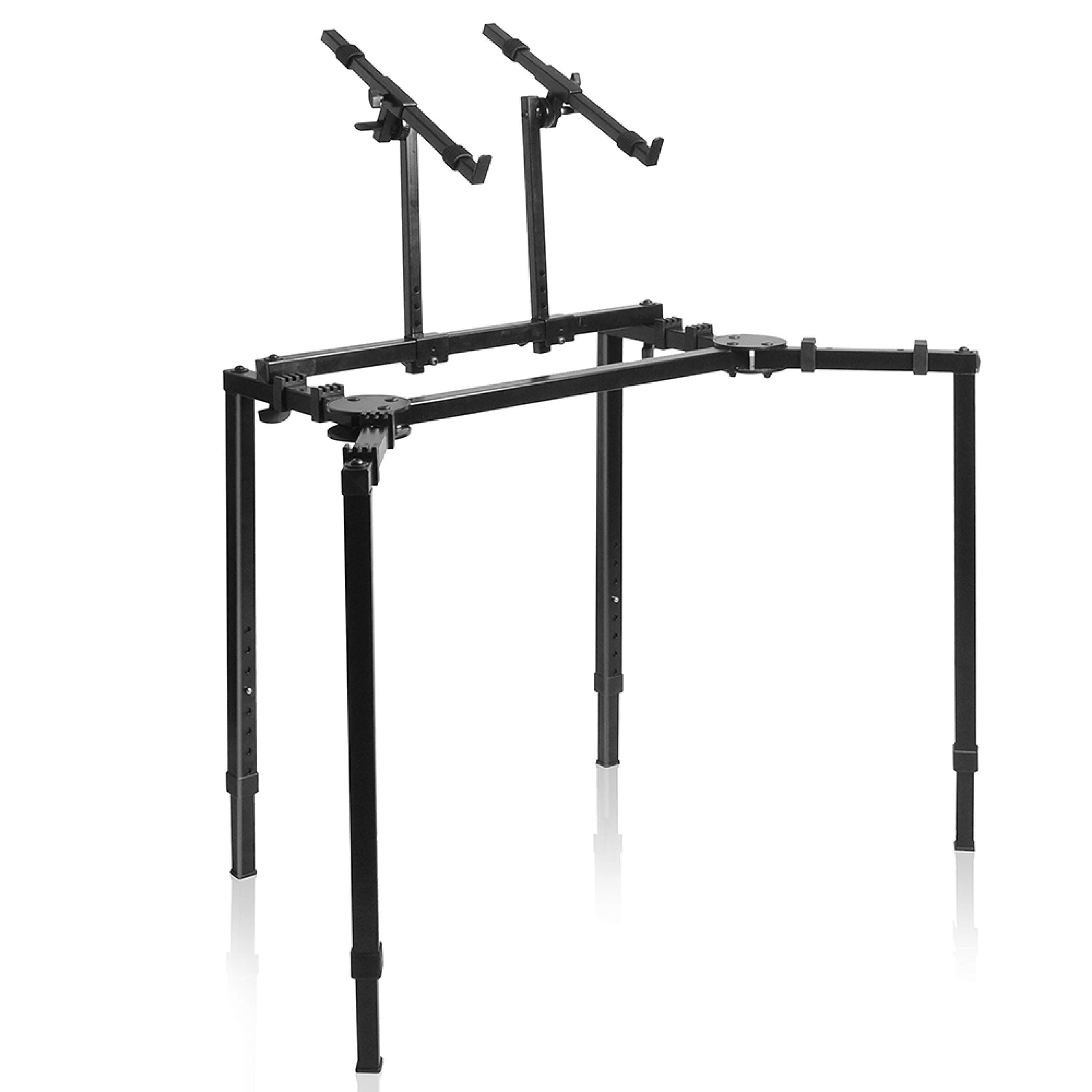Pyle Multi-Functional Mixer T Height & Width Adjustable w/Ergonomic Design, On-Stage Heavy Duty & Compact Digital Keyboard Stand, Rack Case, for Home Studio & Travel PKST55 , Black