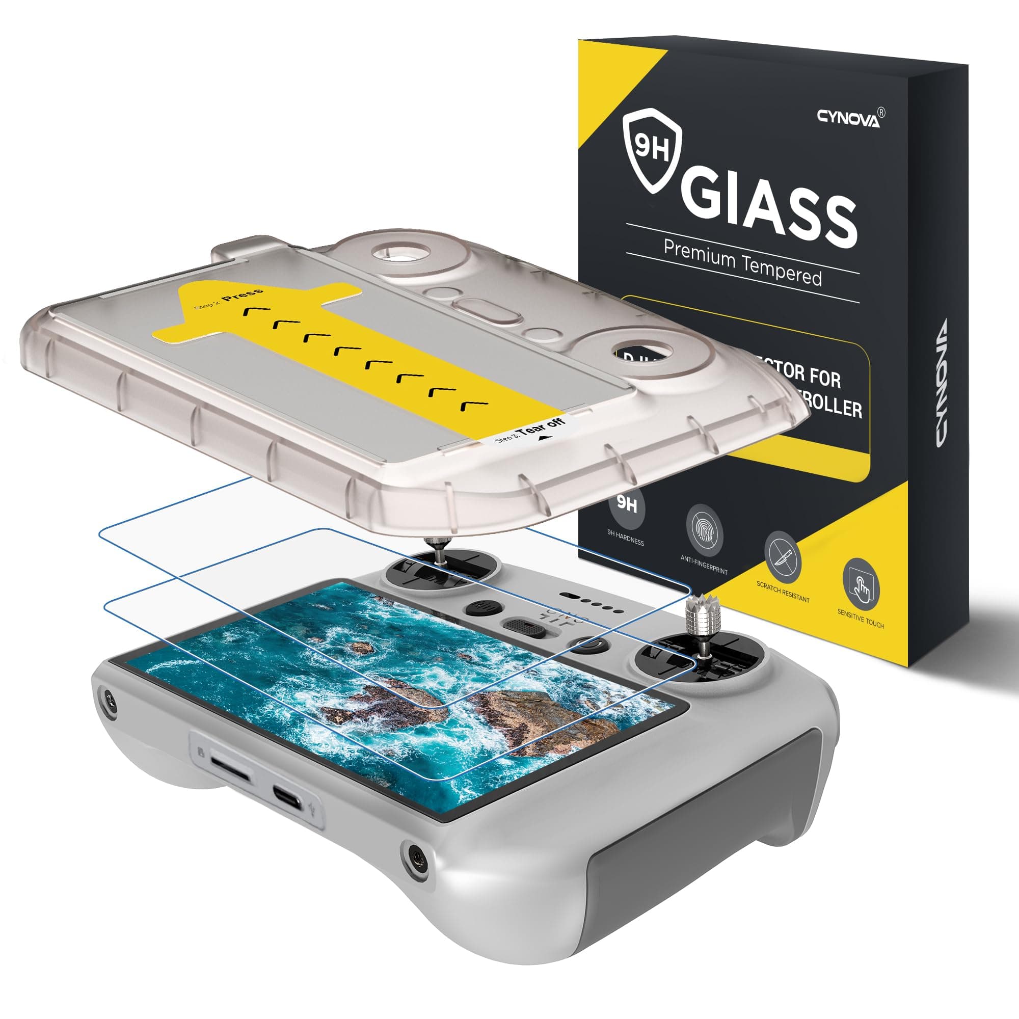 DJI RC2 Screen Protector with Auto Alignment Kit, DJI RC Controller HD Tempered Glass Screen Protector Film For Mini 5 Pro/Flip/Mini 3 / Mini 3 Pro/Air 3 Accessories