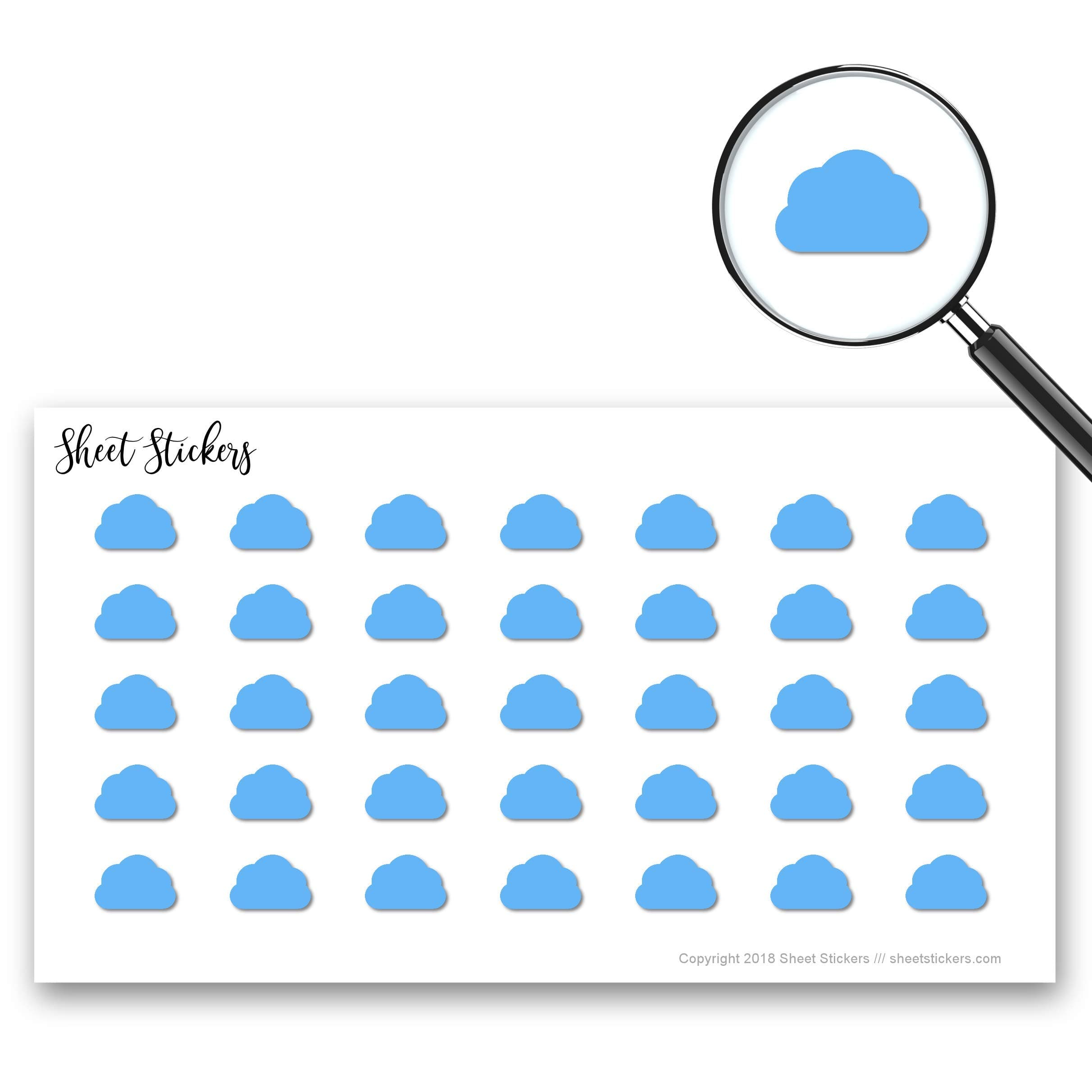Cloud Weather Forecast, Sticker Sheet 77 Mini Stickers for Journal Planner Scrapbooks Bujo and Crafts, Item 726190