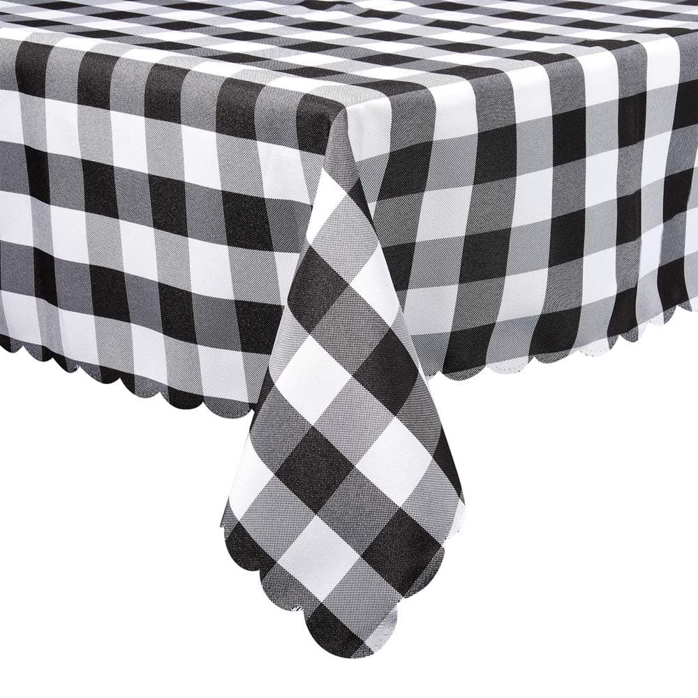 Black and White Plaid Rectangle Tablecloth, Checkered Gingham Buffalo Washable Polyester Tablecloth, 47 x 60 Inch, Home, Kitchen, Dinner, Parties, Indoor, Outdoor, Buffet Tablecloth, Table Cover