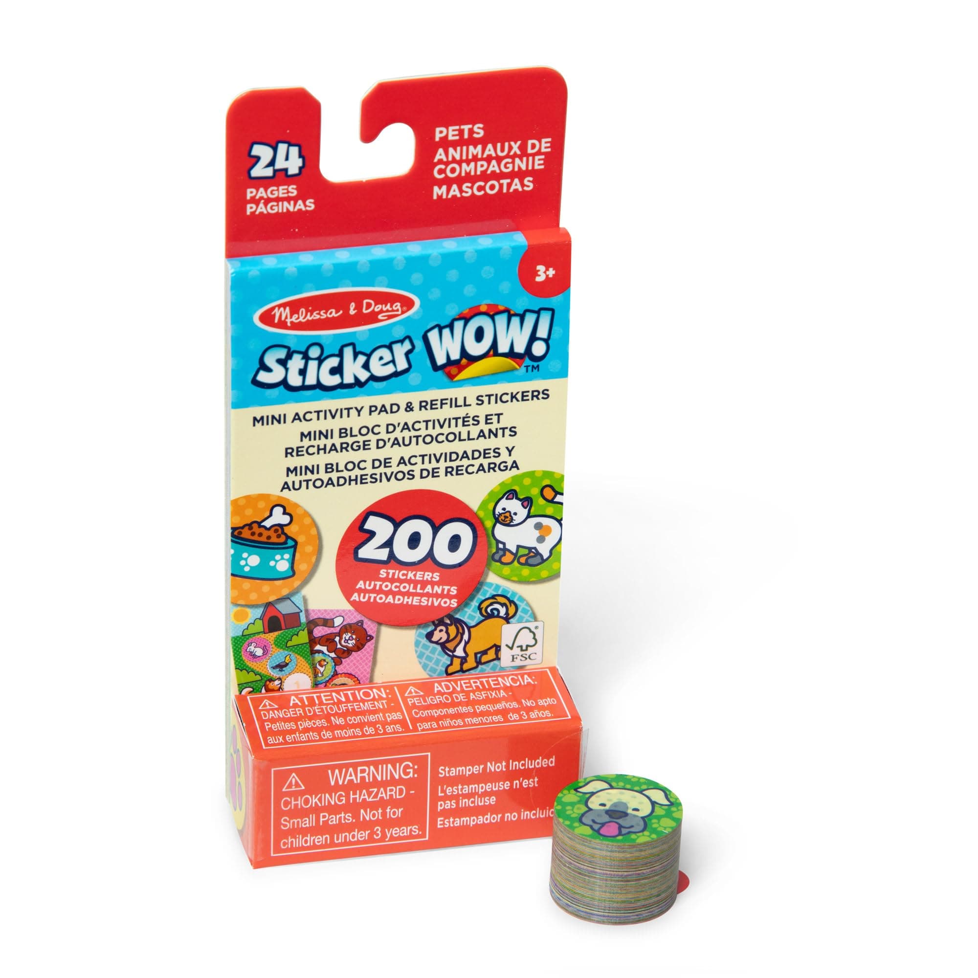 Melissa & Doug Sticker Wow! Mini Activity Pad and 200 Stickers Refill for Stamp Activity Craft Toy Collectable - Pet Themed