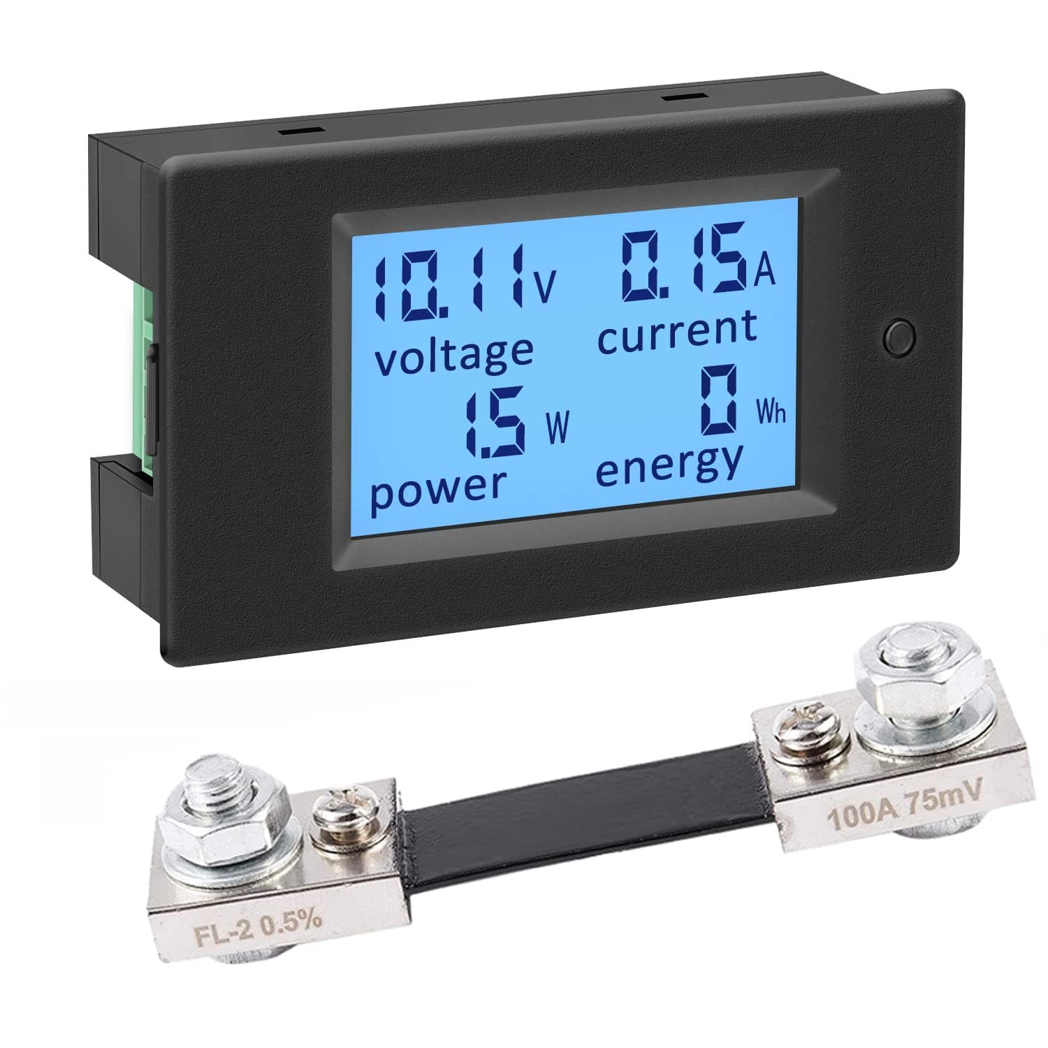 KETOTEK Digital Ammeter Voltmeter DC Voltage Current Power Energy Meter 6.5V~100V with 100A Shunt, DC Volt Amp Watt KWh Meter Panel Gauge LCD Display 4 in 1 Multimeter Solar