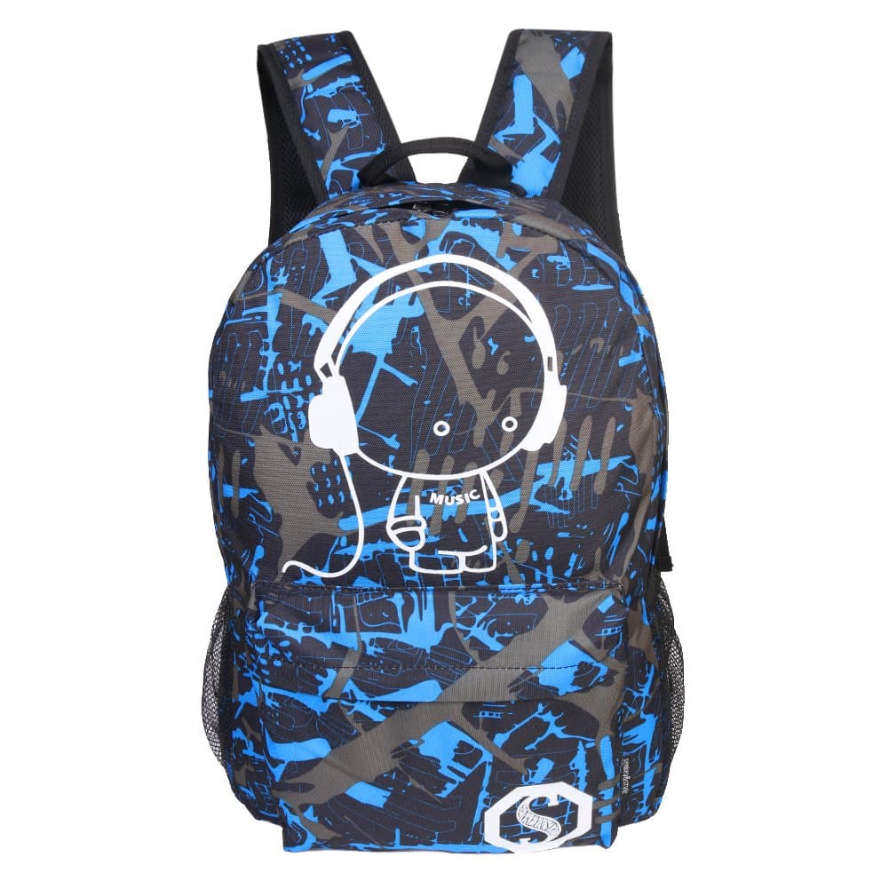 Galaxy School Backpack Luminous Backpack Polyester for Flat Computer Travel Backpack by feierna (Blue Gray Graffiti)