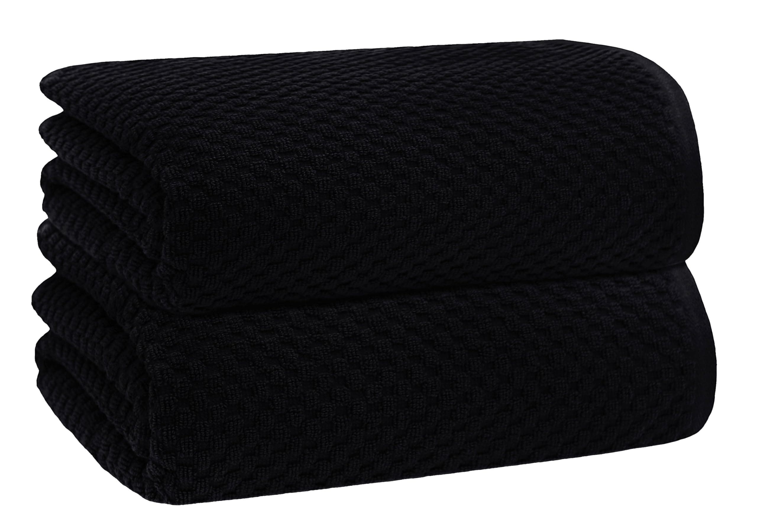 COTTON CRAFT Oversized Waffle Bath Sheets - 2 Pack Big & Tall 32 x 89 Luxury Euro Spa Waffle Weave Bath Sheet Towels - 100% Ringspun Cotton 450 GSM XXL Absorbent Quick Dry Shower Spa Towel - Black