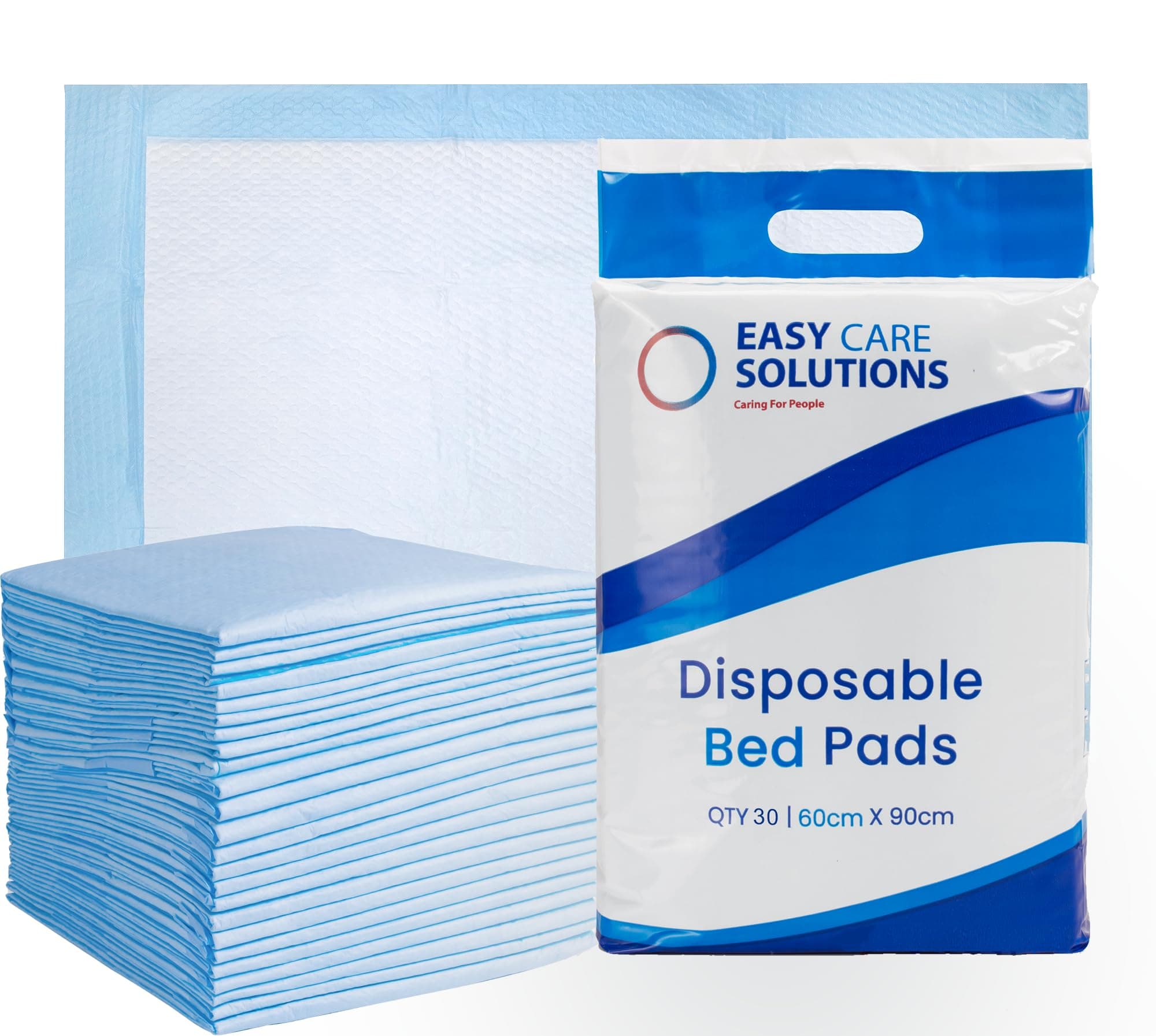 30 x Easy Care Solutions 60 x 90 cm | Premium Disposable Incontinence Bed Pads | High Absorbency Underpads, Bed Mats, Mattress Protectors, Incontinence Pads |1 Pack of 30