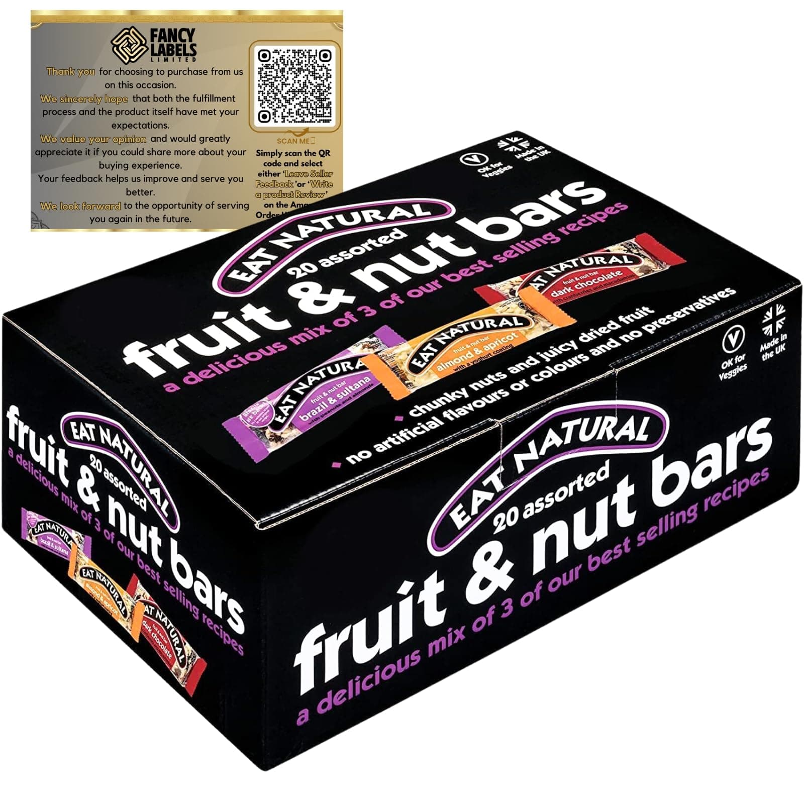 Snack Bars Multipack with Eat Natural Fruit and Nuts 20 Assorted Healthy Snack Cereal Bar Pack 1.1kg | On The Go Snacks Perfect for Sharing Snack Box for Kids and Adults