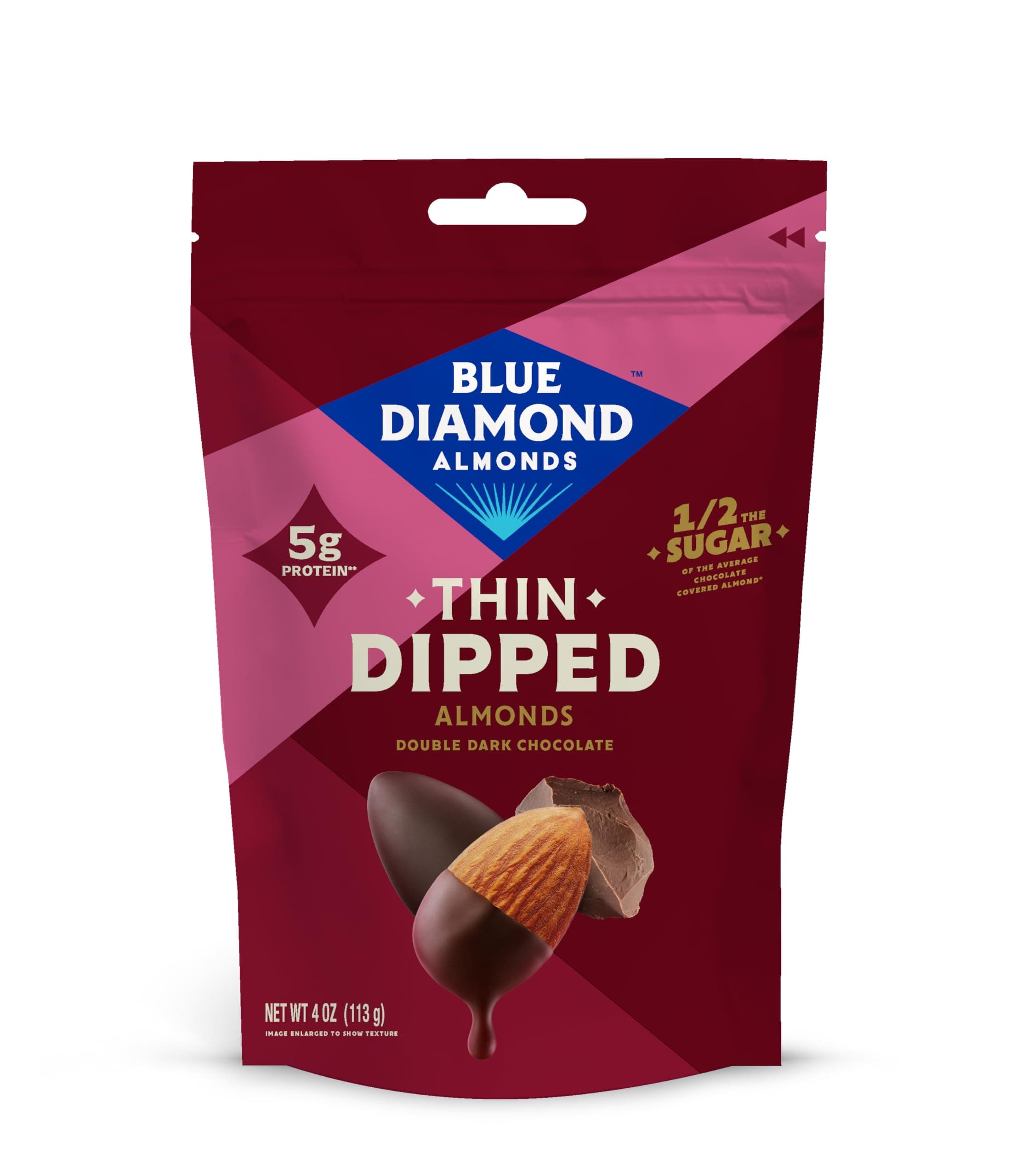 Dark Chocolate Covered Thin Dipped Snack Nuts for Guilt-Free Snacking with Half the Sugar, Perfect for Gathering, Holidays, or Craving a Sweet Treat, 4oz. Resealable Bag