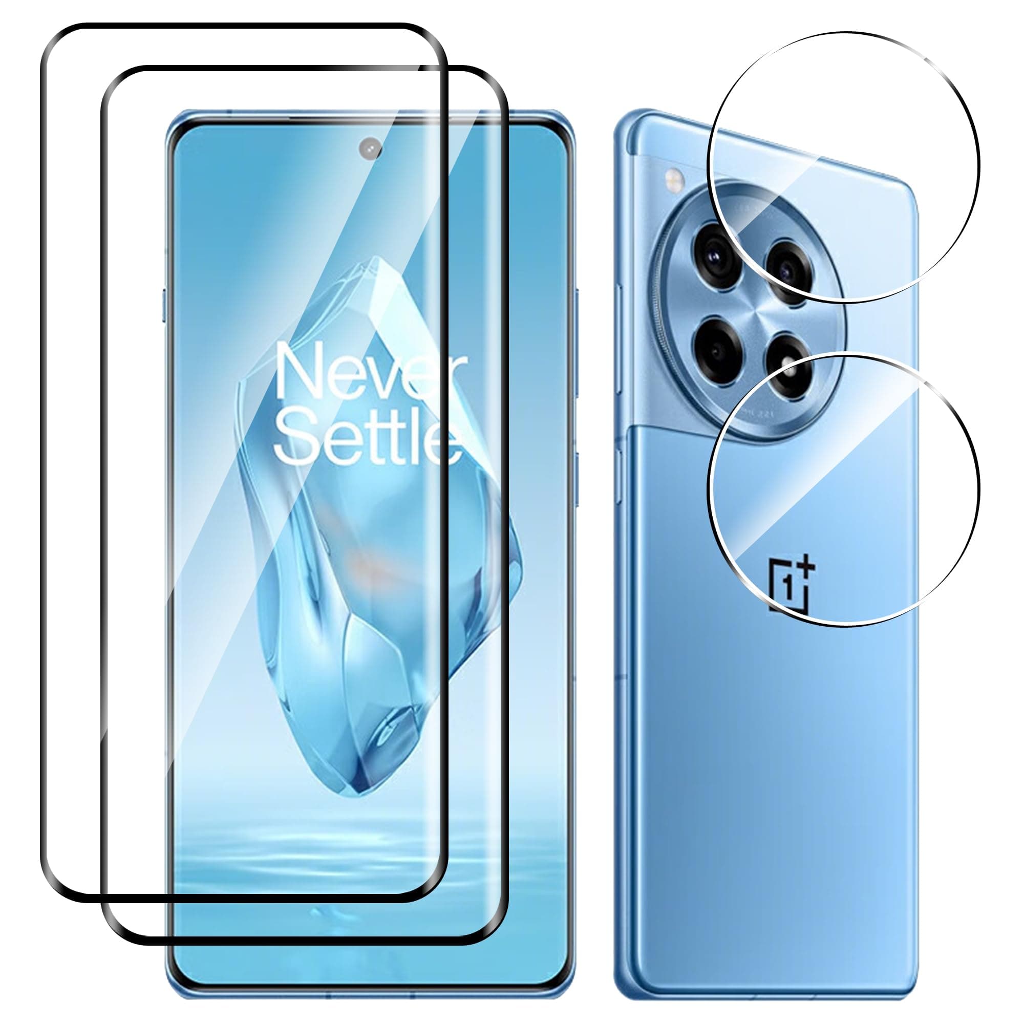 for OnePlus 12R Screen Protector with Camera Lens Protector, 9H Hardness Anti-Scratch 3D Tempered Glass flim, Case Friendly,Anti-Scratch (2+2 PACK)