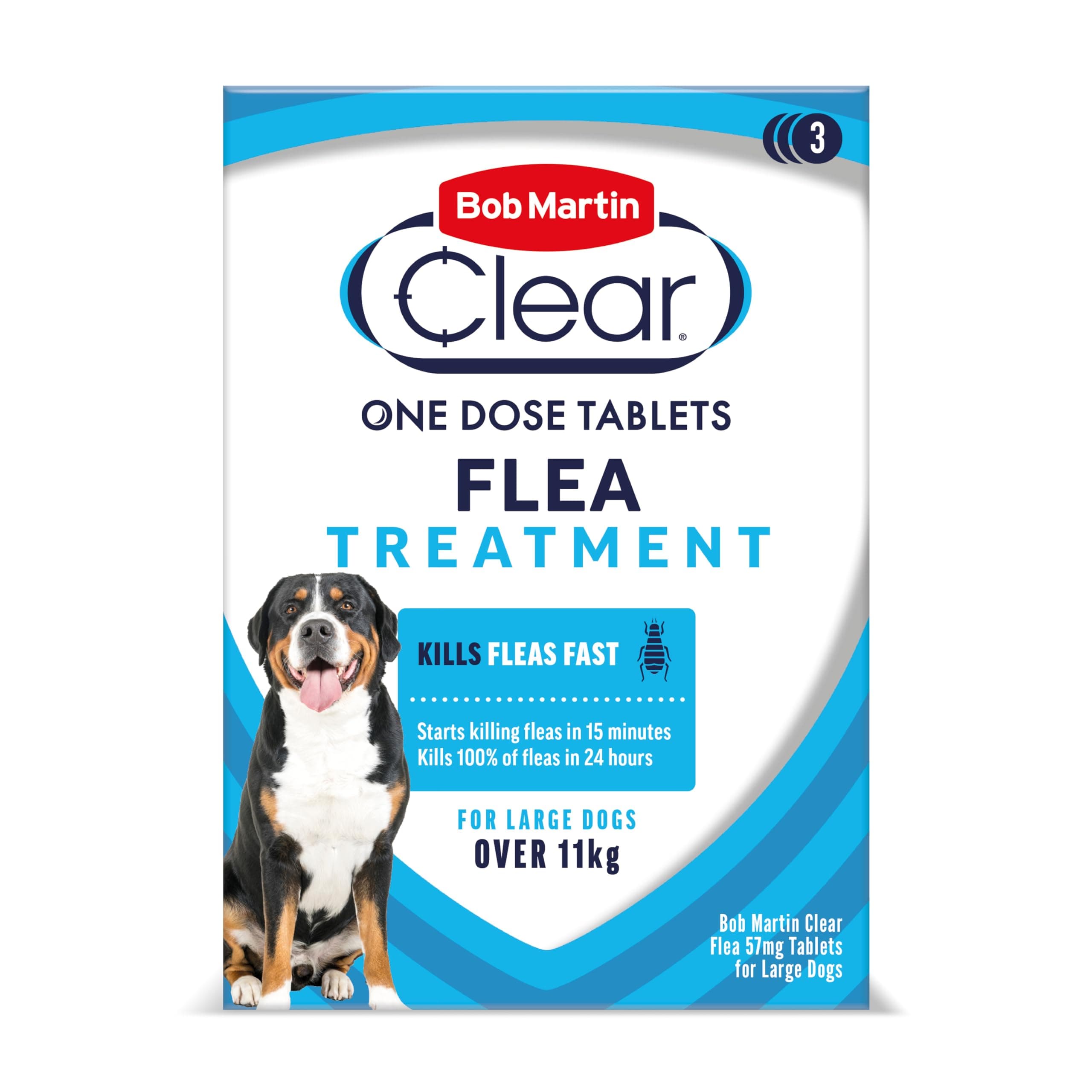 Bob Martin Clear Flea Treatment for Large Dogs (3 Tablets) - Kills 100% of Fleas within 24 Hours (over 11kg)