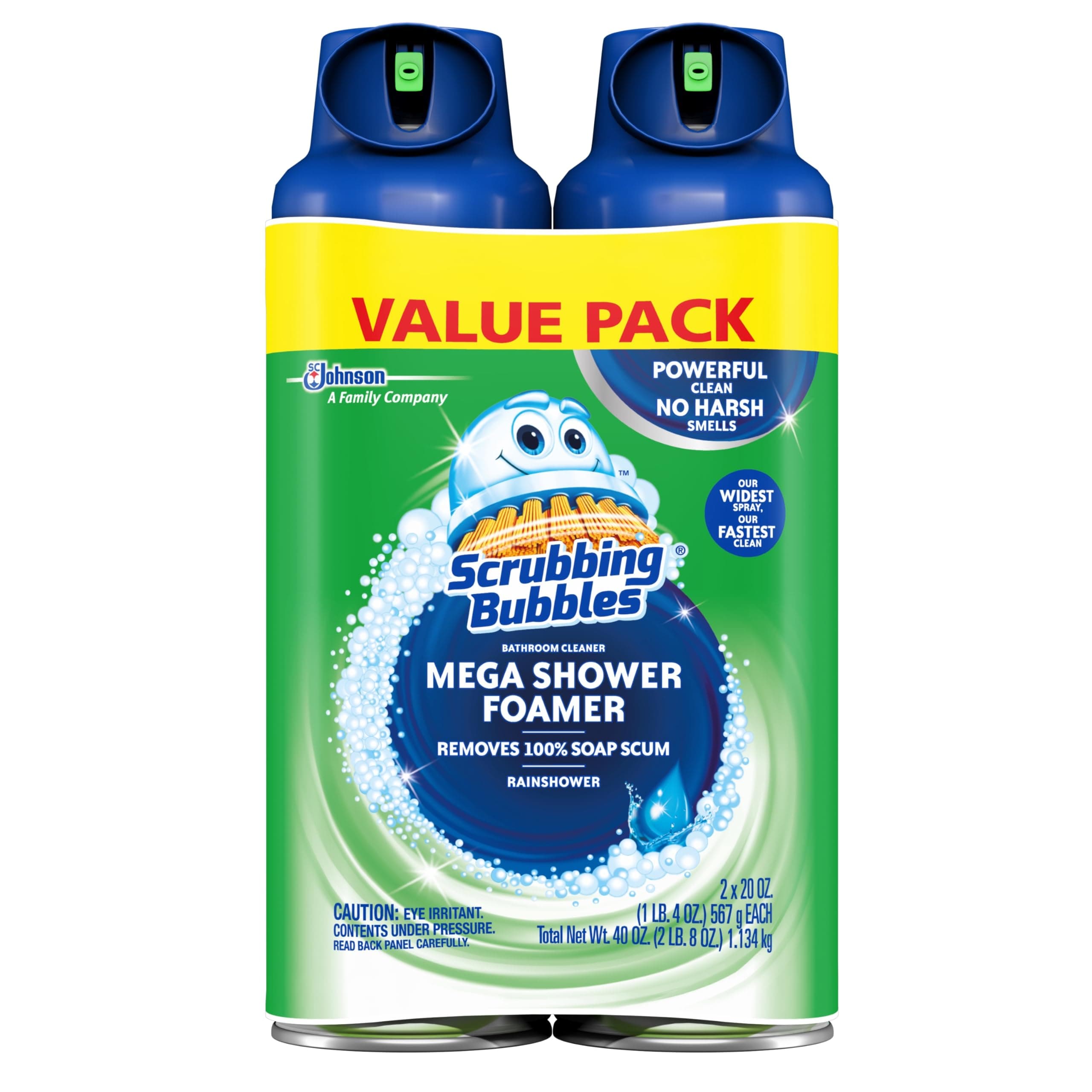 Scrubbing Bubbles Mega Bathroom and Shower Foamer Aerosol, Rainshower Scent, ...