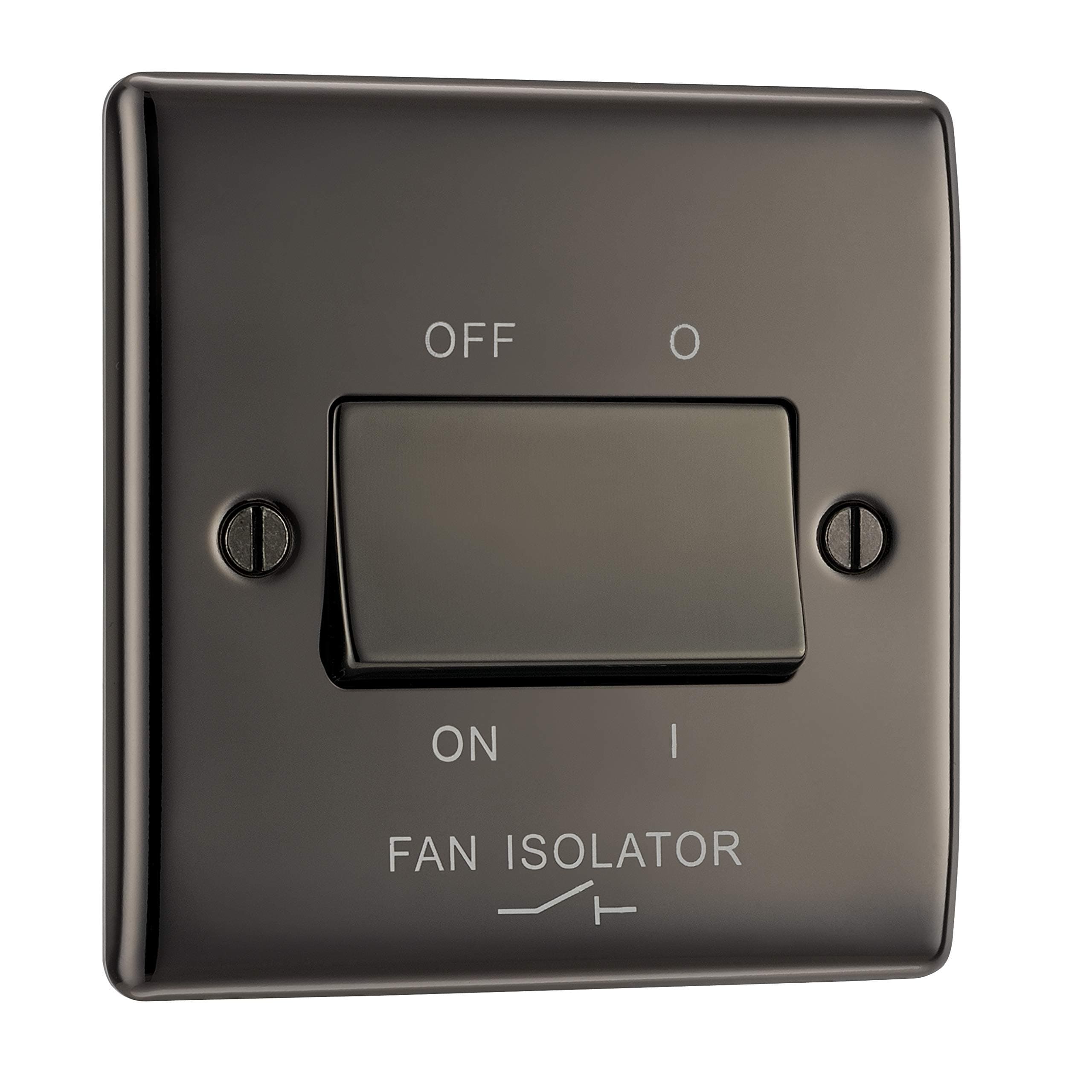 BG Electrical 3-Pole Fan Isolator Switch, Black Nickel, 2-Way, 10AX
