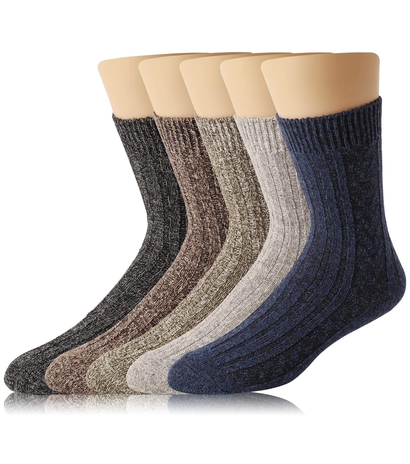 Diravo Mens Super Thick Soft Knit Wool Warm Winter Crew Socks Casual Socks Best Gift Ideas-5 Pack