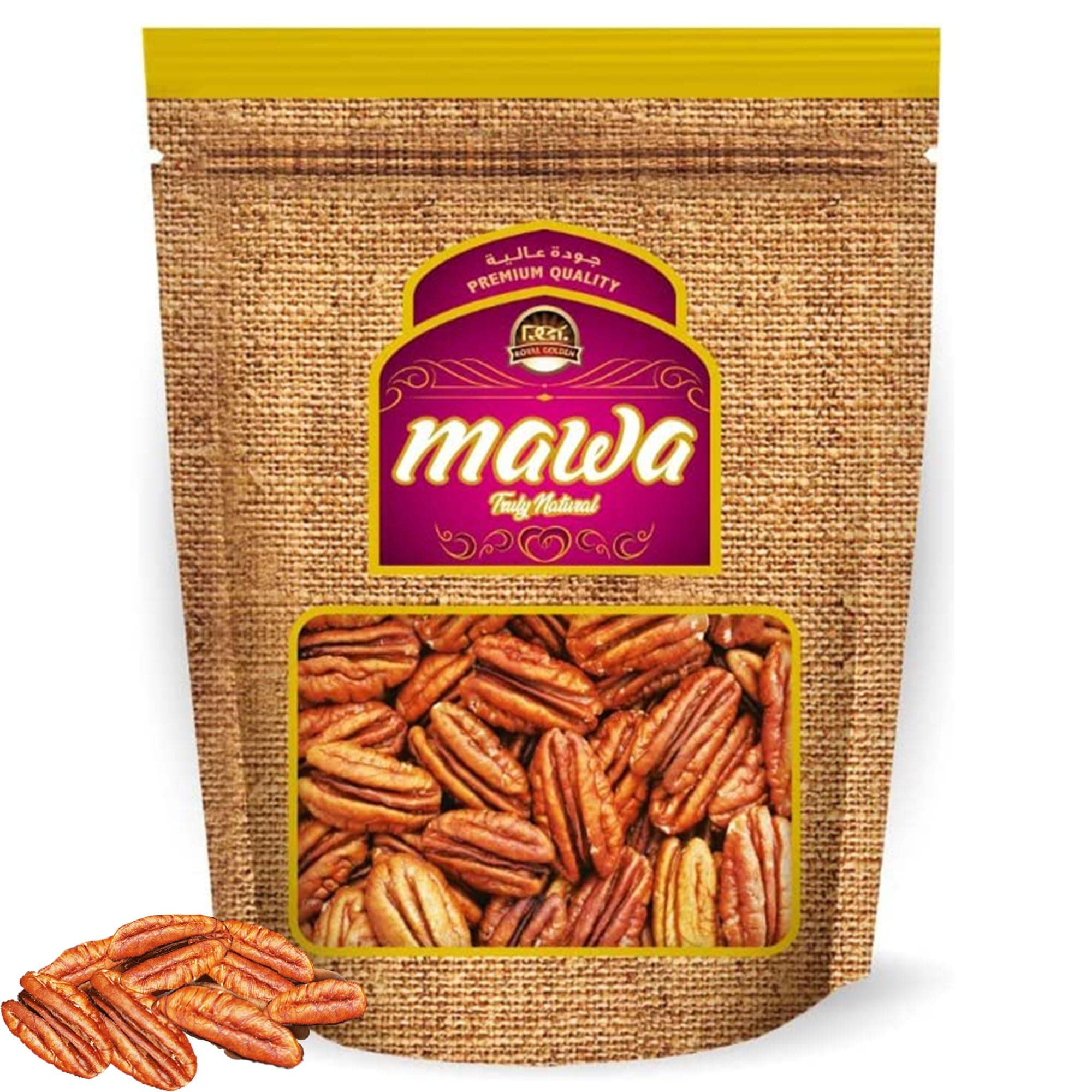 Mawa Raw Pecan Nuts 250g | Unsalted Pecan Nuts for Snacking & Cooking from Mawa Nuts & Seeds Variety | Whole and Natural | No Preservatives | Resealable Zipper pouch 250g
