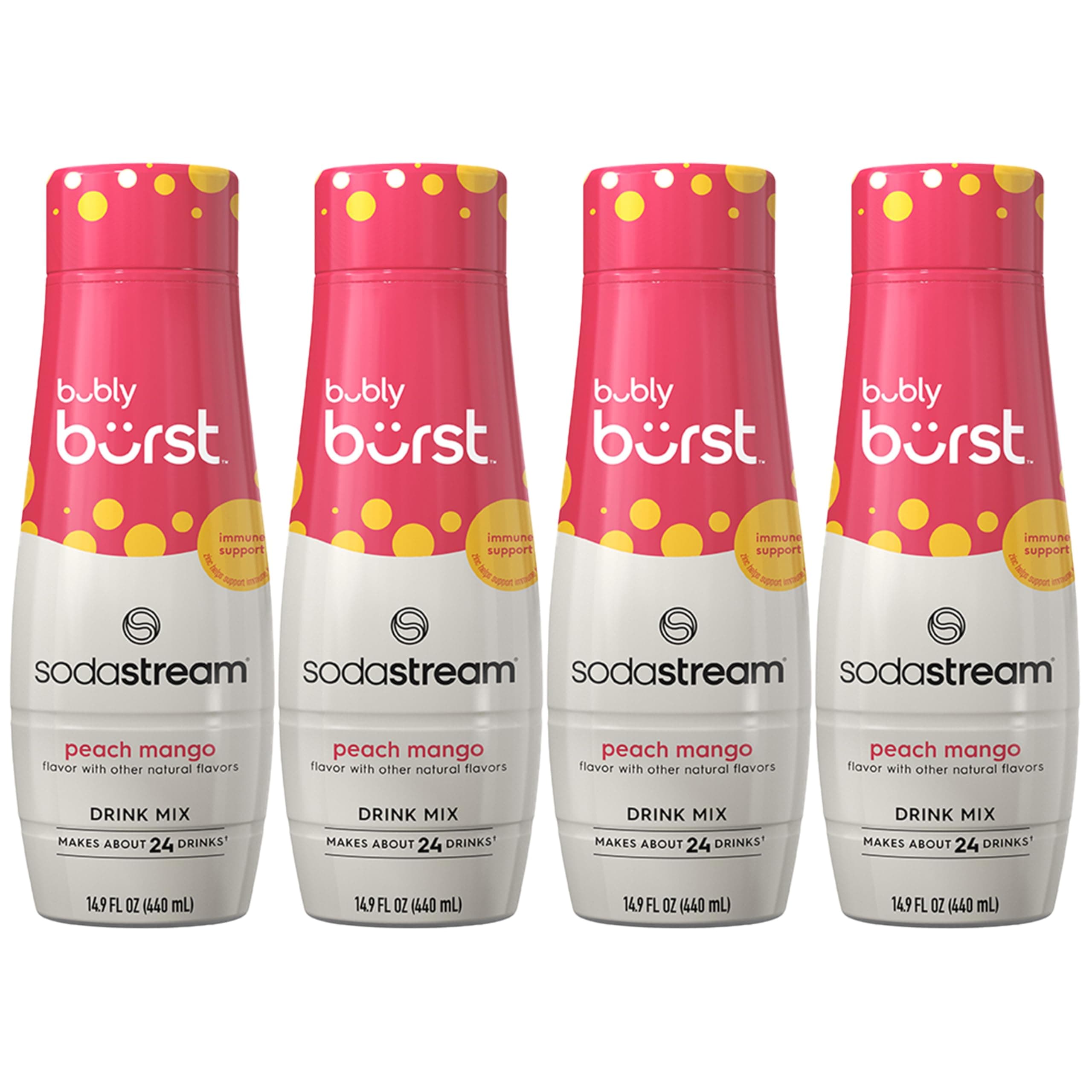 SodaStream Bubly Burst Peach Mango Drink Mix (440ml, Pack of 4)