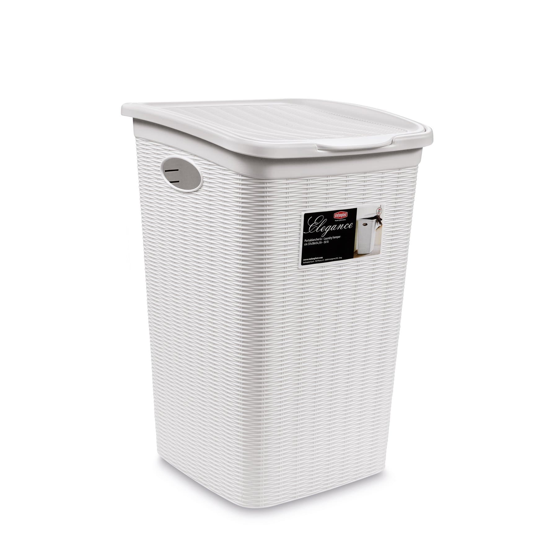 Elegance Laundry Hamper, White, 37 x 38 x 54.5 cm