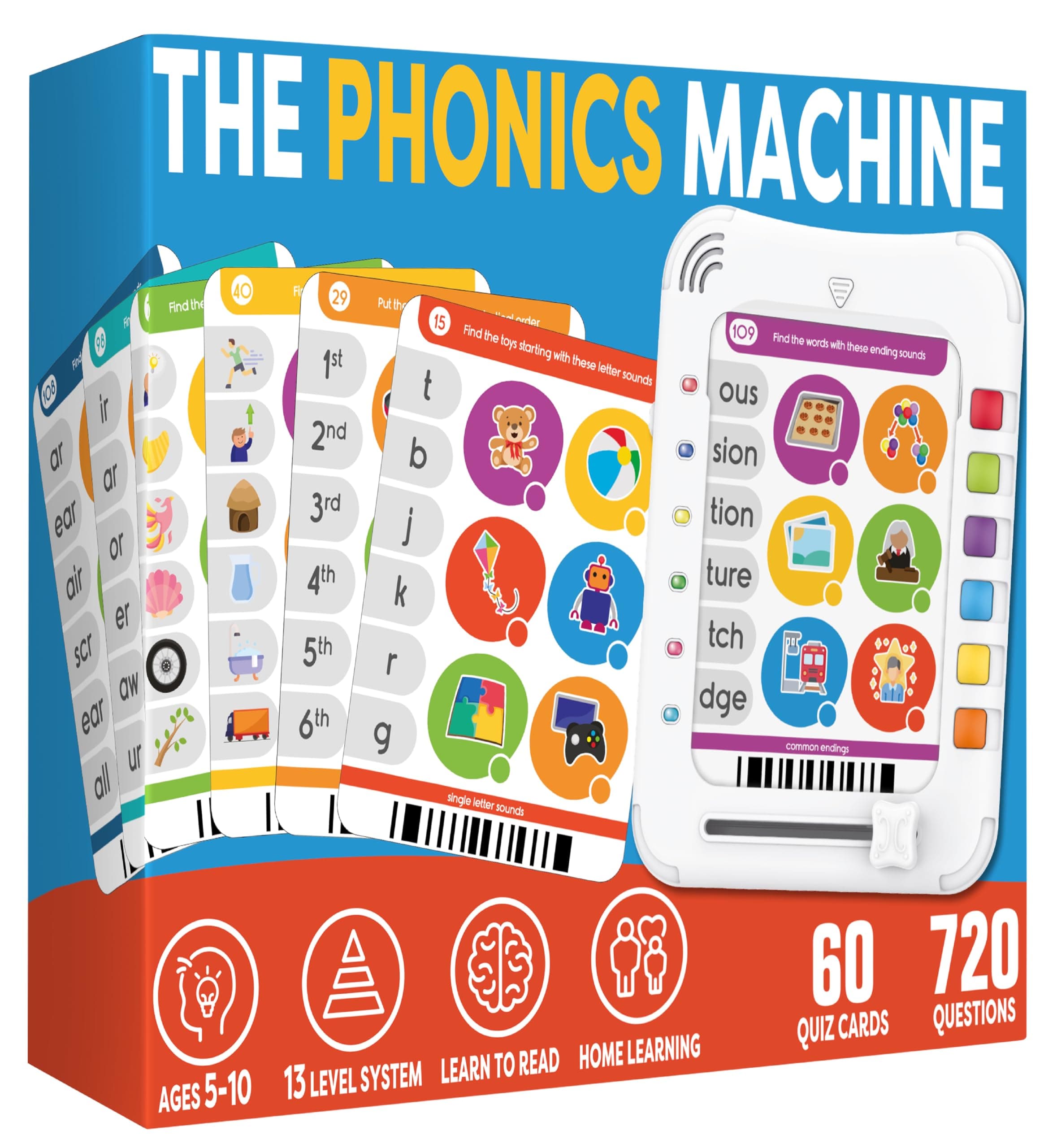 THE BAMBINO TREE Phonics Learning Pad - Electronic Phonics Reading Game for Kids ages 5-11 - Learn to Read in 720 Phonic and Letter Sound Questions - Vowels, Consonant Blends, Digraphs, Diphthongs
