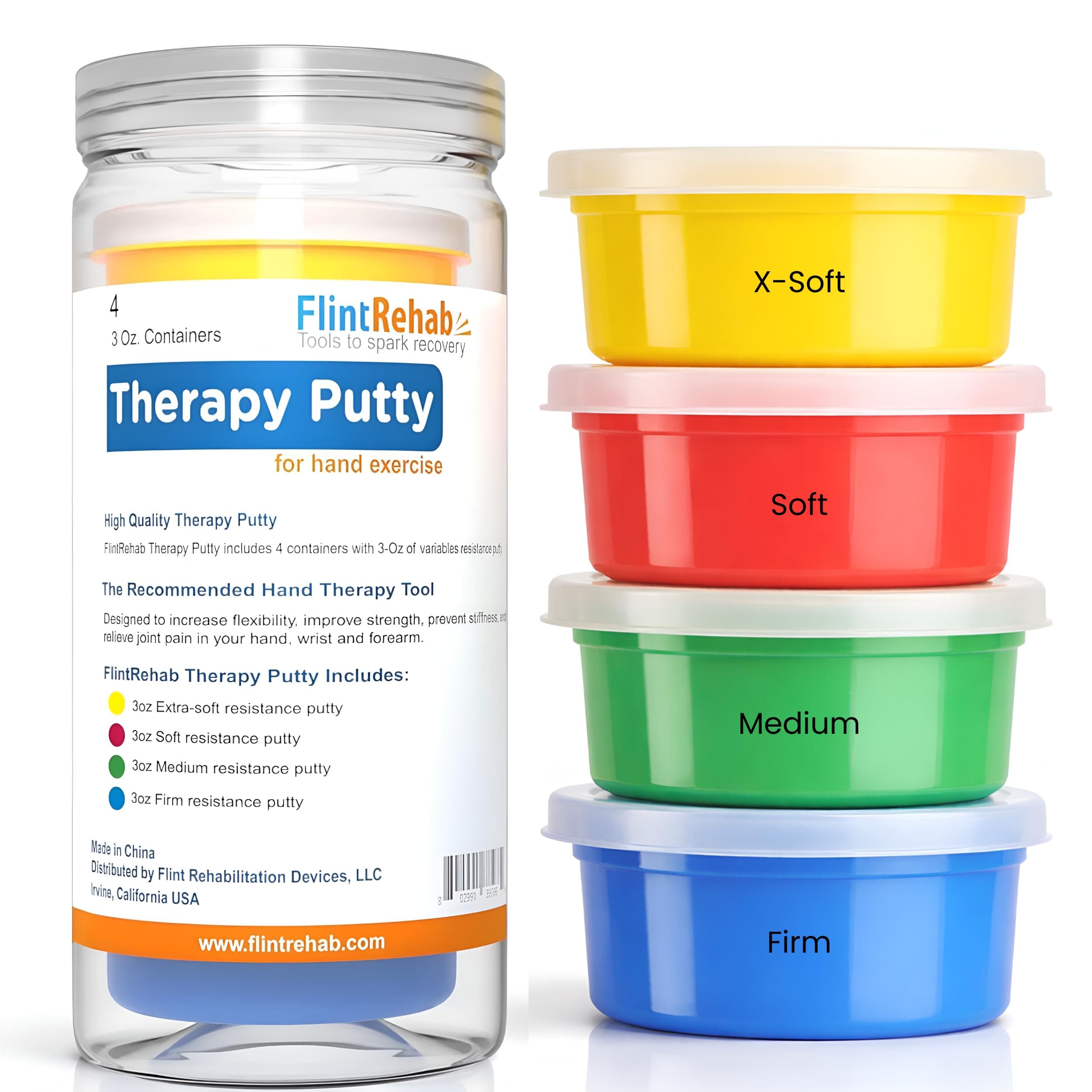 Therapy Putty for Teens & Adults (4 Pack, 3 Oz Each) - Putty for Hand Therapy, Fidgeting & Stress Relief - Non-Toxic Resistive Exercise Putty for Hand Strengthening