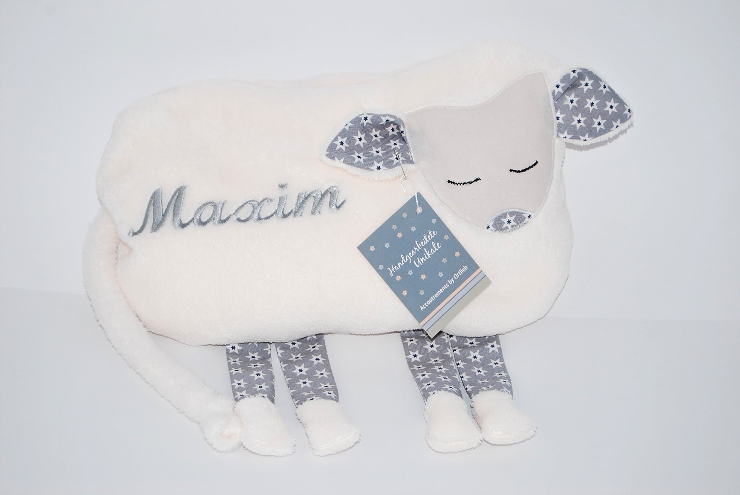 Baby Lamb, Sheep Pillow, Grey Stars