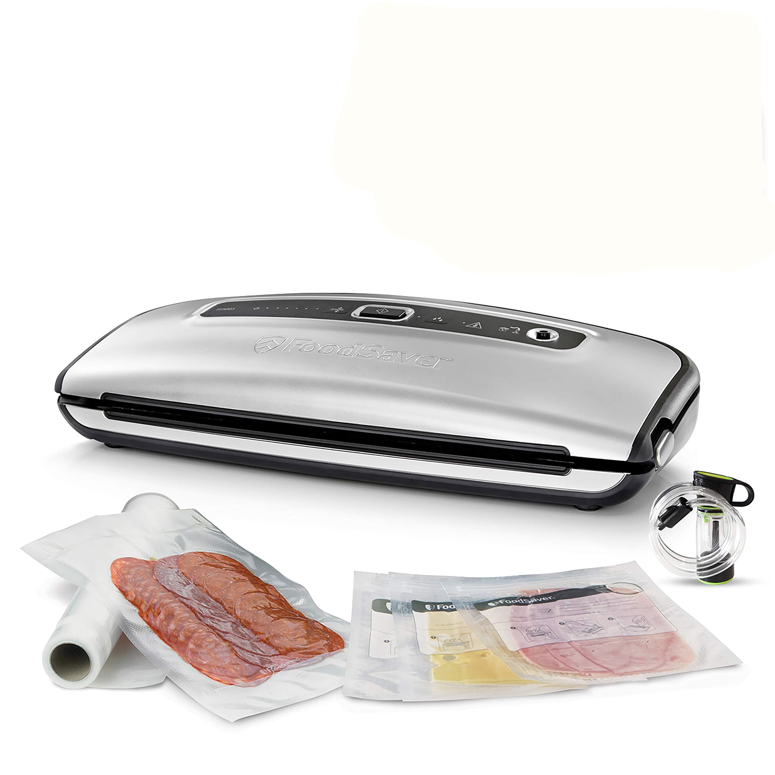 Food Vacuum Sealer System with Compact Design and Handheld Accessory, Includes Assorted Vacuum Bags, FFS015