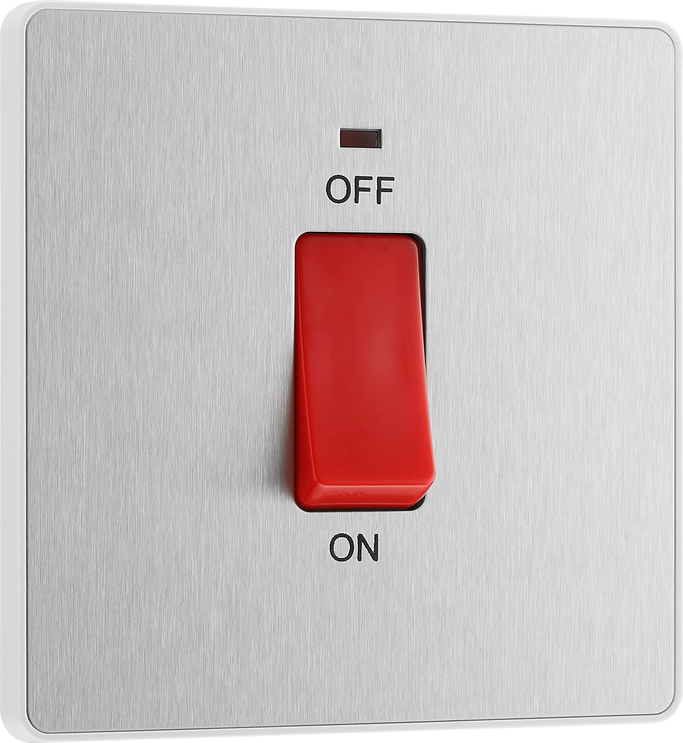 BG Electrical Cooker Control Switch Unit with LED Power Indicator, Single Plate, Double Pole, Screwless, Evolve, Brushed Steel, 45A, PCDBS74W