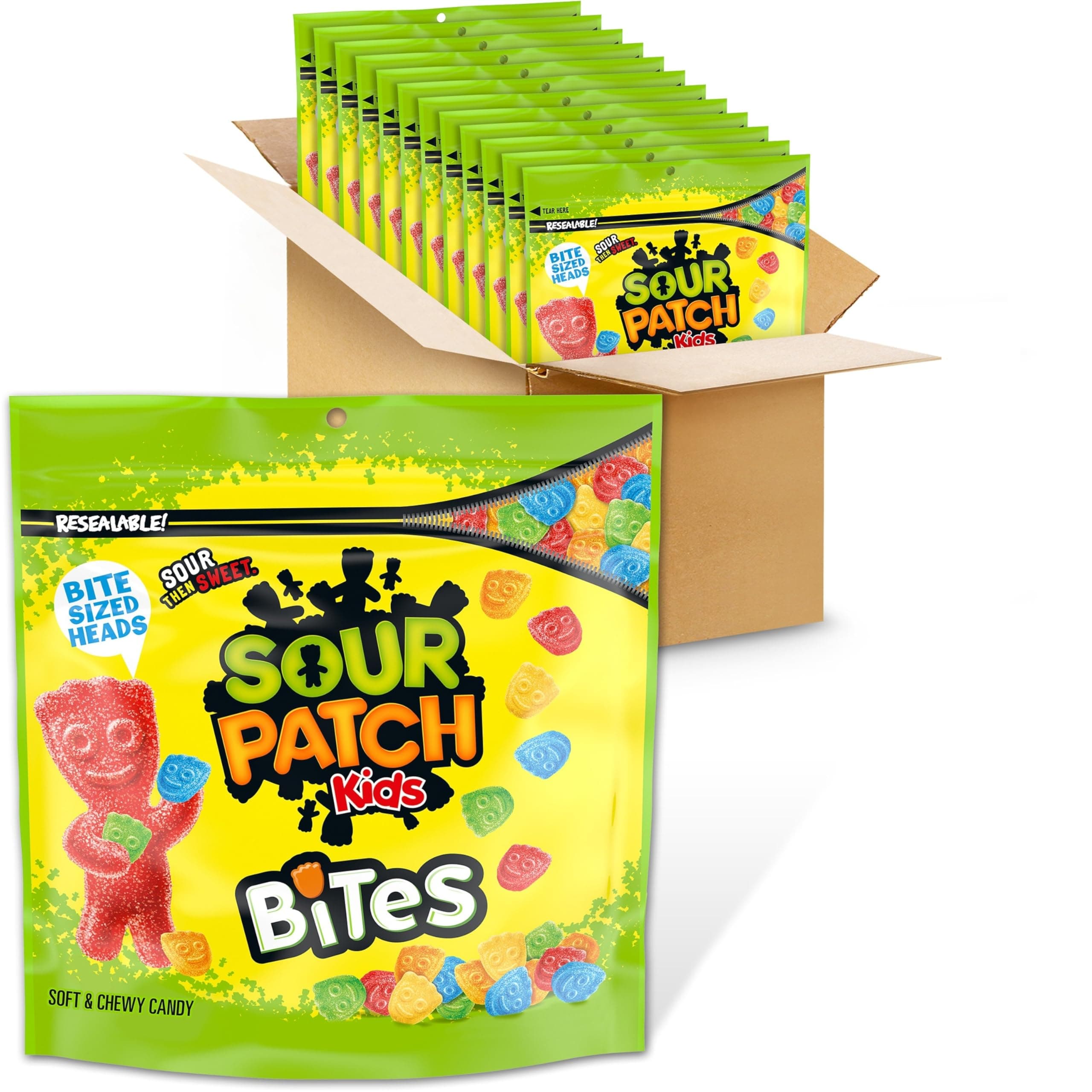 SOUR PATCH KIDS Bites Soft & Chewy Candy, Bulk Candy, 12-12 oz Bags