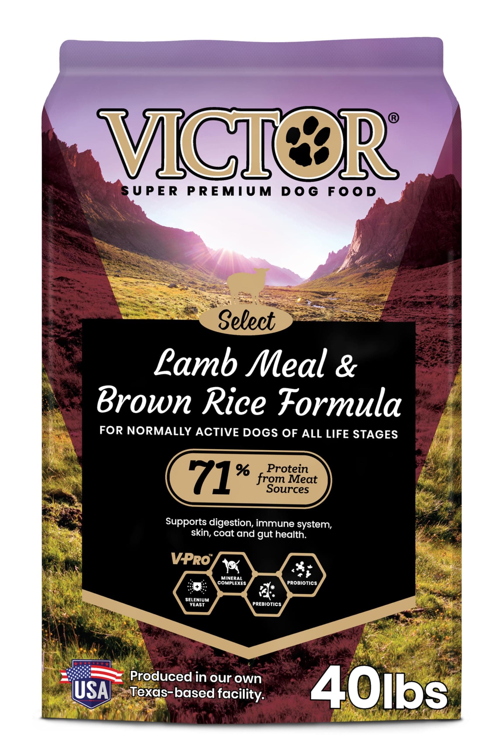 VICTOR Super Premium Dog Food – Lamb Meal & Brown Rice Formula - Gluten-Free Dry Dog Food for All Normally Active Dogs of All Life Stages – Ideal for Dogs with Meat Protein Allergies, 40 lb