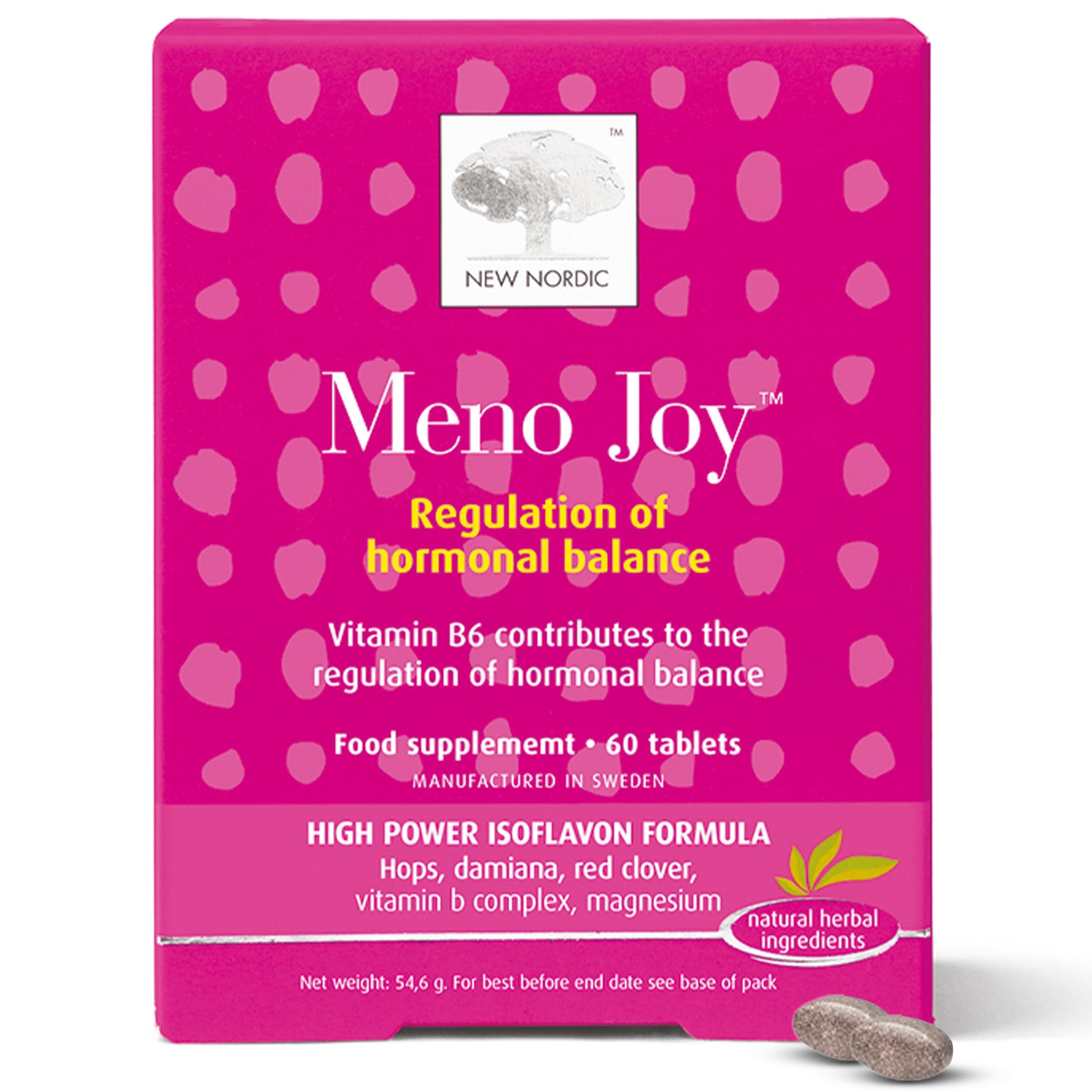 New Nordic Meno Joy Supplement, Vitamin B6 Complex to Regulate Hormone Balance, 60 Tablets