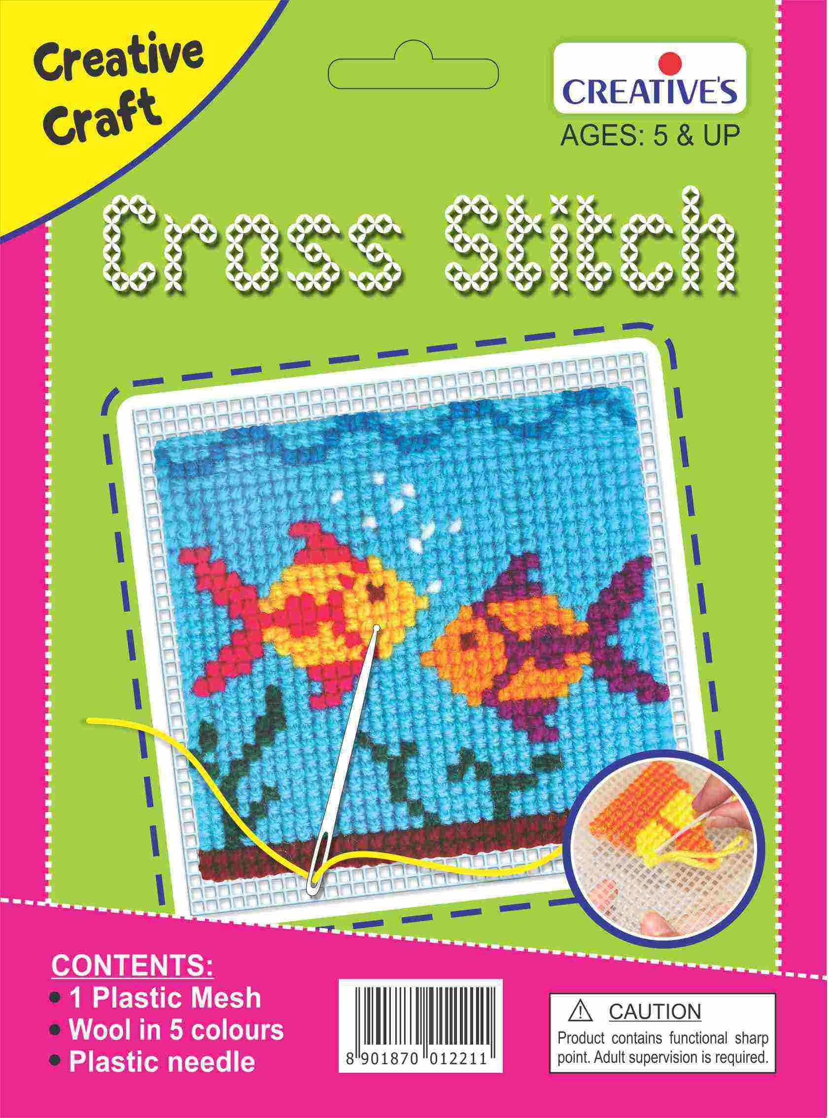 Creative Educational Aids P. Ltd. Cross Stitch Fish Crafts Kit (Multi-Color), Kid