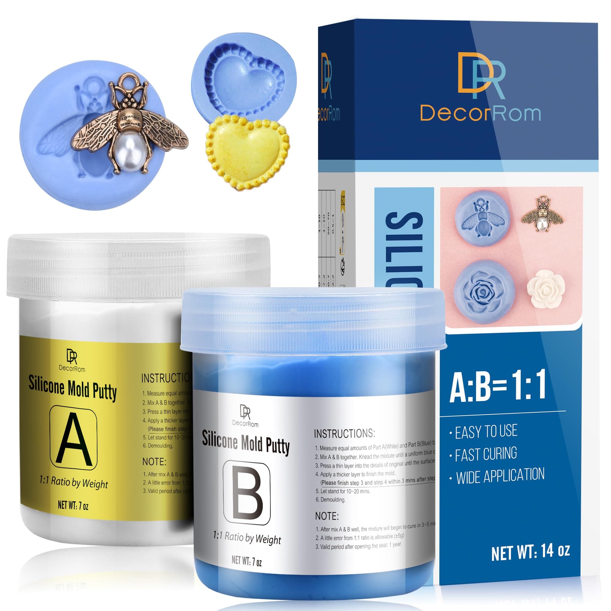 Silicone Putty - 400g Flexible Silicone Mold Making Kit - Easy 1:1 Mixing Ratio Fast Curing Moulding Putty for Reusable Moulds, Casting, Resin, Soap & Candle Making