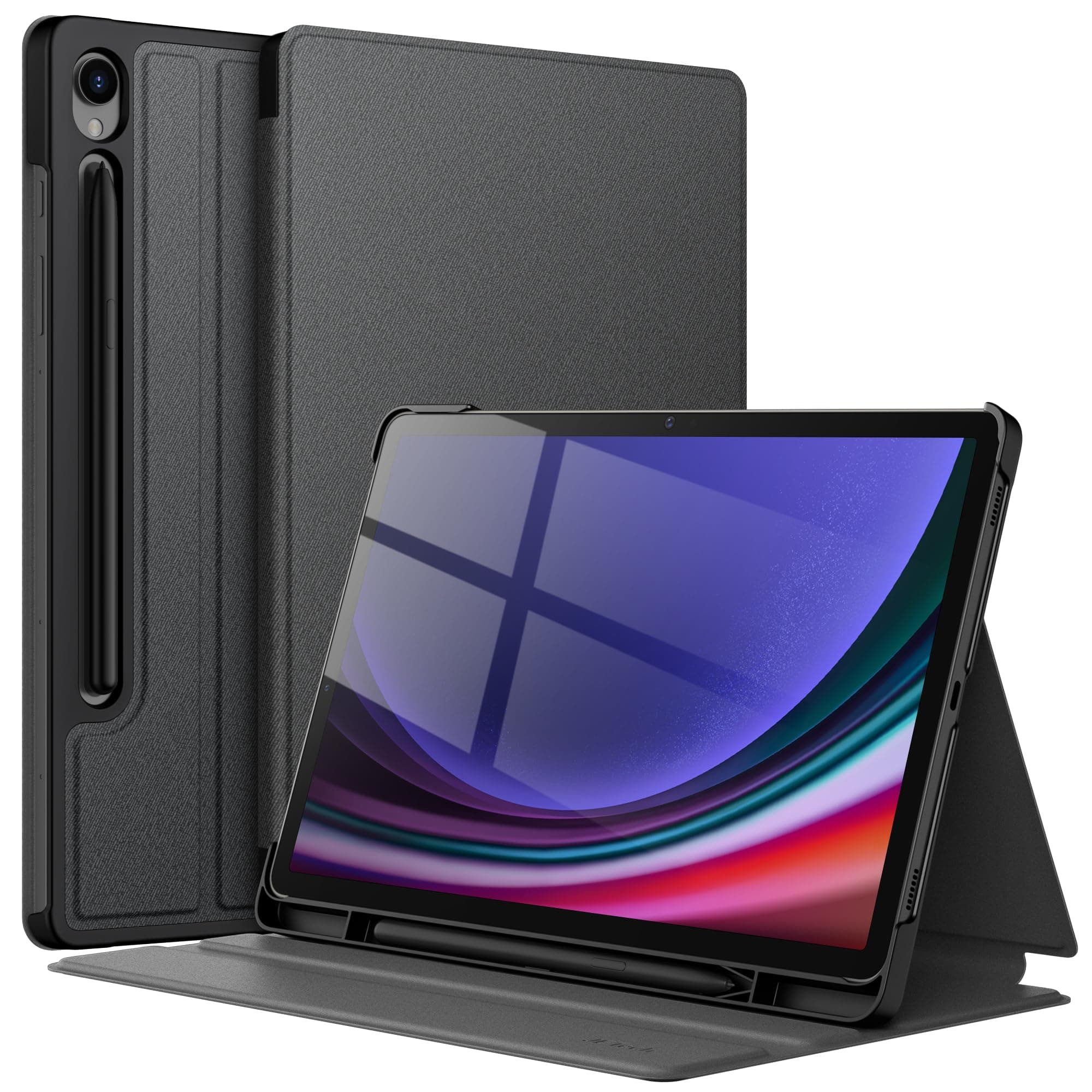 JETech Case for Samsung Galaxy Tab S9 11-Inch with S Pen Holder, Slim Folio Stand Protective Tablet Cover, Multi-Angle Viewing (Graphite Black)