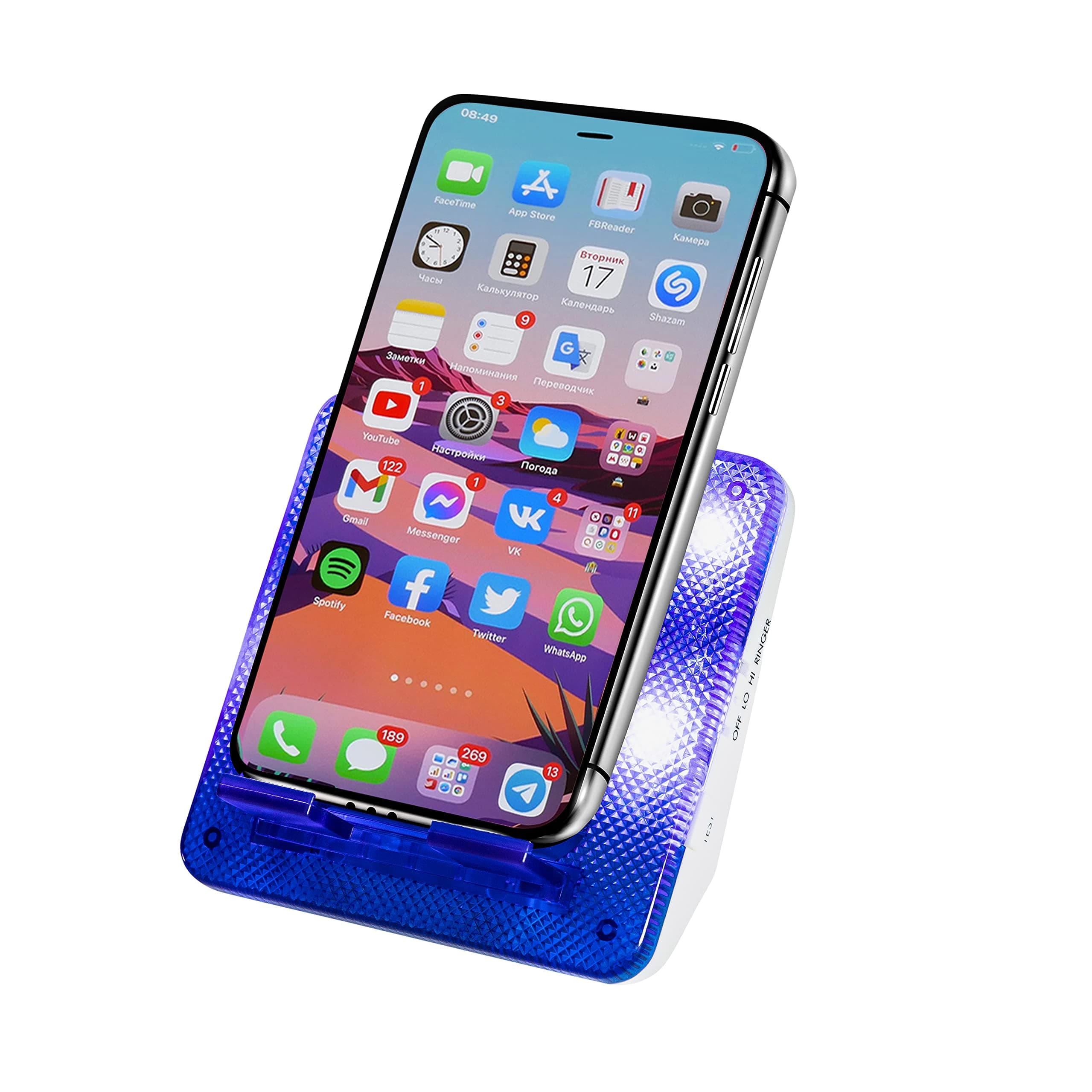 Serene Innovations Cell Phone Ring Amplifier & Flasher – Cell Phone & Landline Phone Ring Detection with LED Flasher – Works with Cell Phone's Vibration Notifications – Extra Loud Telephone Ringer