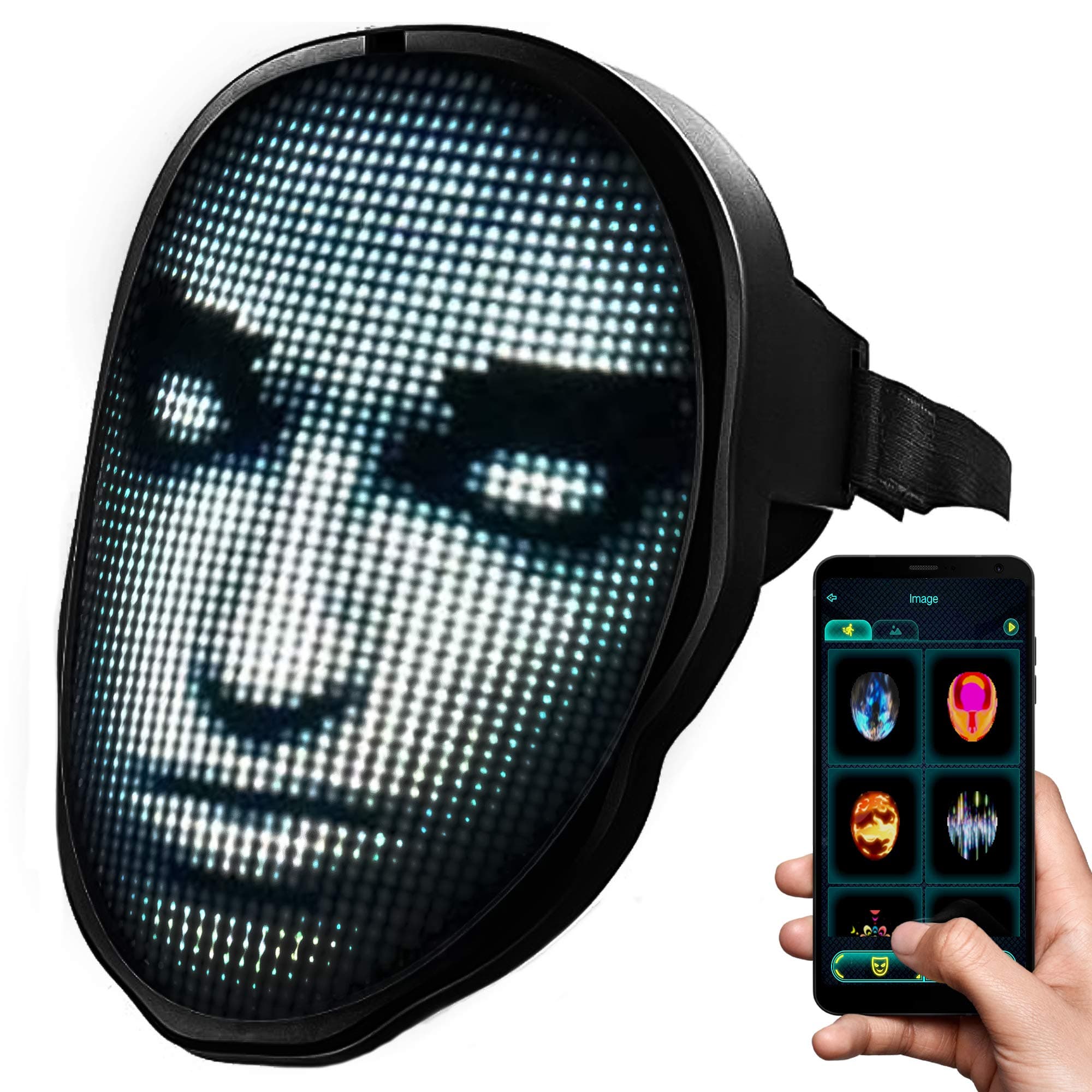 TrendyNow LED Mask with Bluetooth, Programmable with Shining Mask App, Face Changing Cosplay, Party, Christmas, One Size