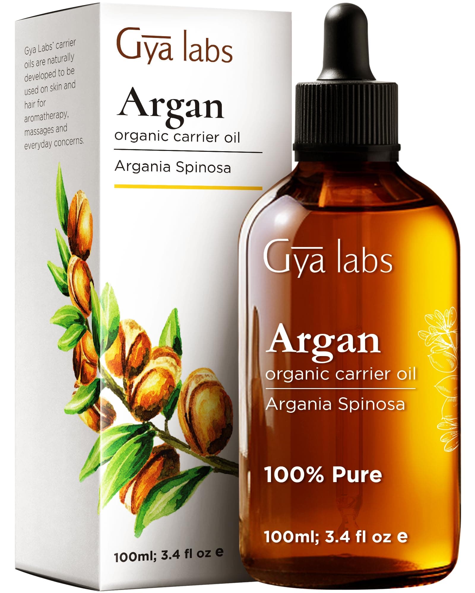 Gya Labs USDA Organic Argan Oil for Hair Growth - 100% Pure Cold-Pressed Moroccan Argan Oil for Skin & Face - Moisturizing Argan Hair Oil for Lotions, Soaps & Hair Conditioners (100ml)
