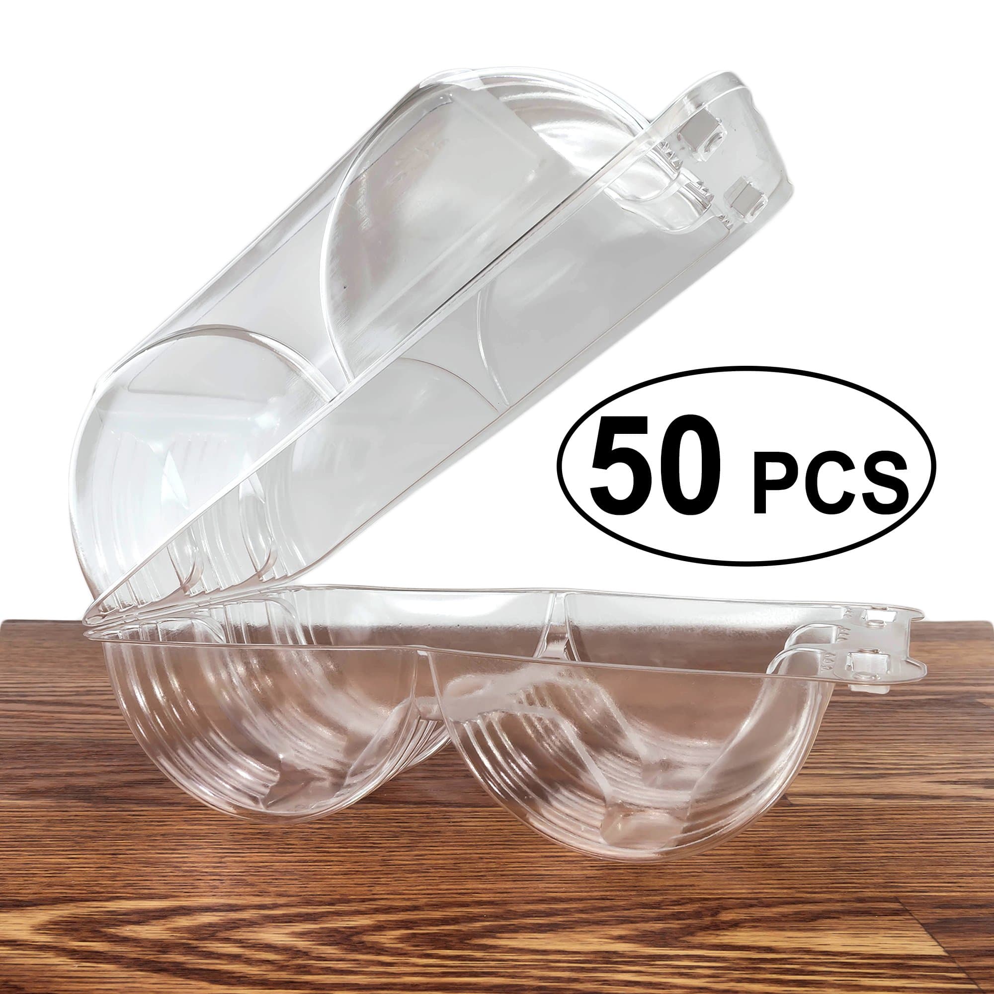 Katgely 6 Slot Clear Donut Container - Clear Plastic Donut Container Donut Carrier - Display Donuts and Desserts - Pack of 50