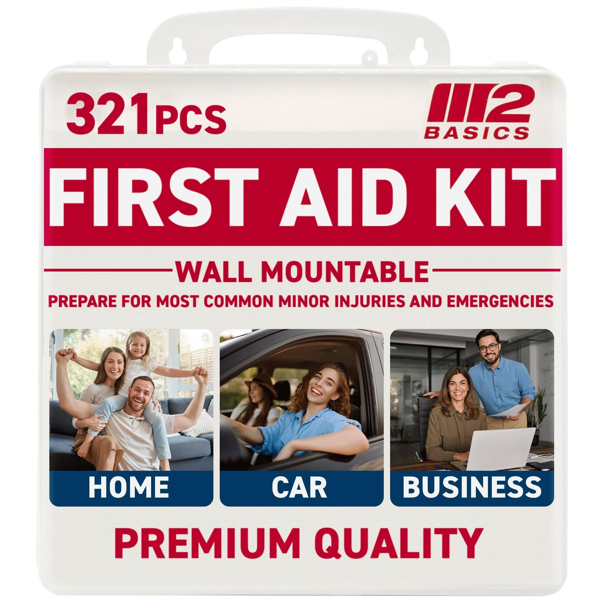 Premium 321 Piece First Aid Kit, All Purpose Kit with Hard Case for Home, Car, Business, School, Office & Vehicle