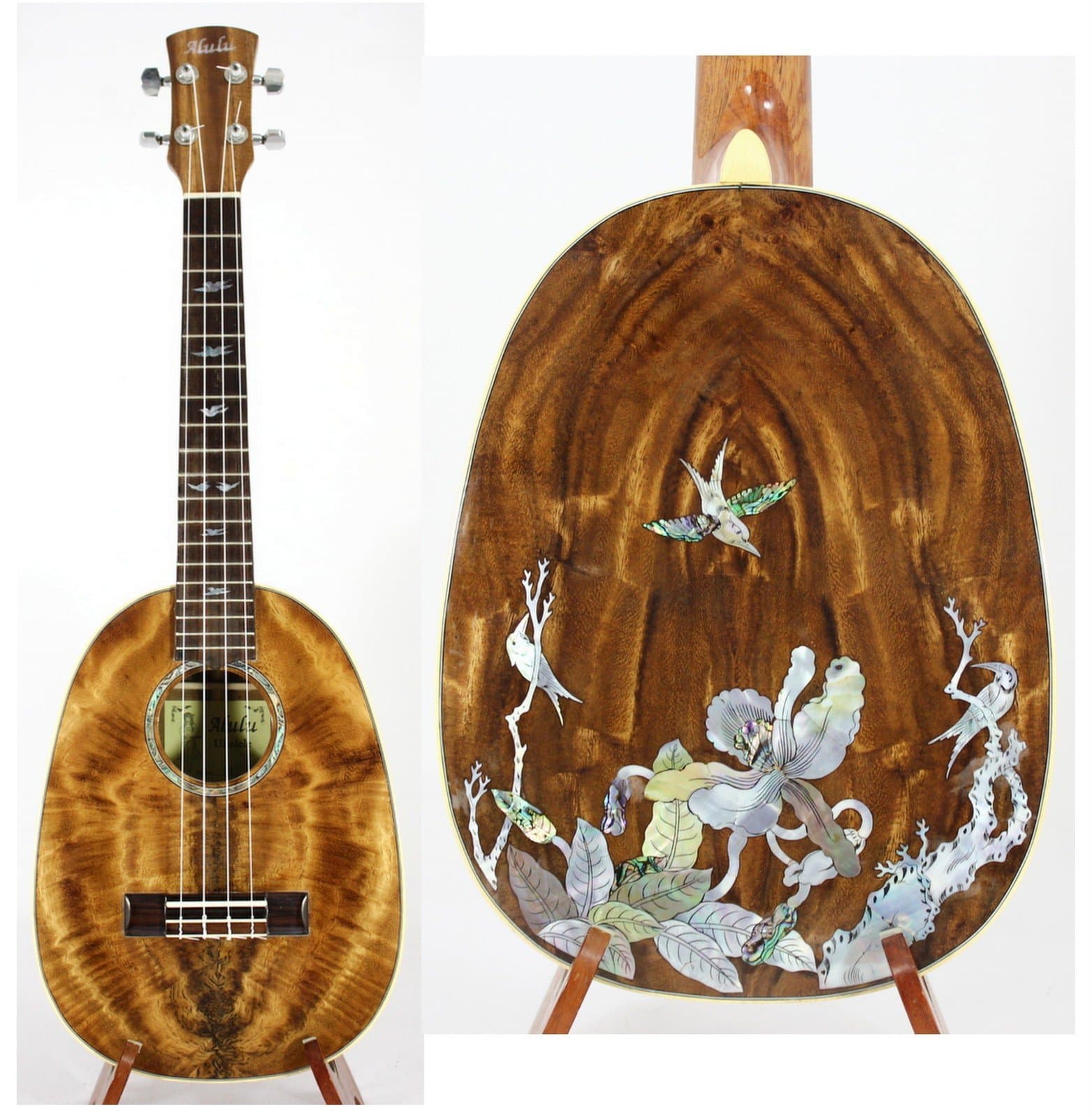 Solid Acacia Koa Pineapple Shape Tenor Ukulele,including One Hard Case (26 inch Tenor Ukulele, Hummingbird01)