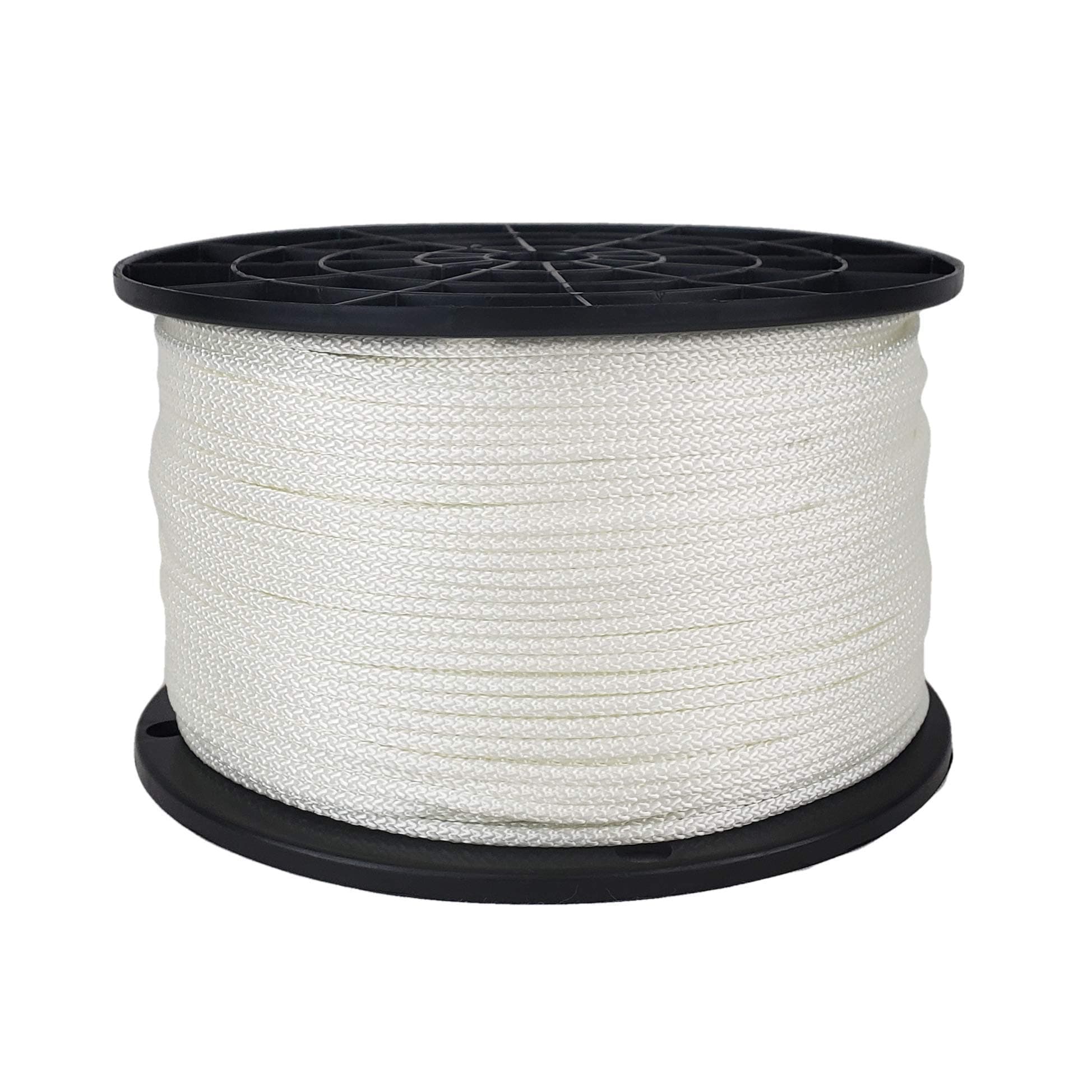 QNR 1/8" White Polyester Rope, Solid Braid Dacron Utility Rope, 500 ft Spool, Low Stretch UV Resistant Industrial Cord