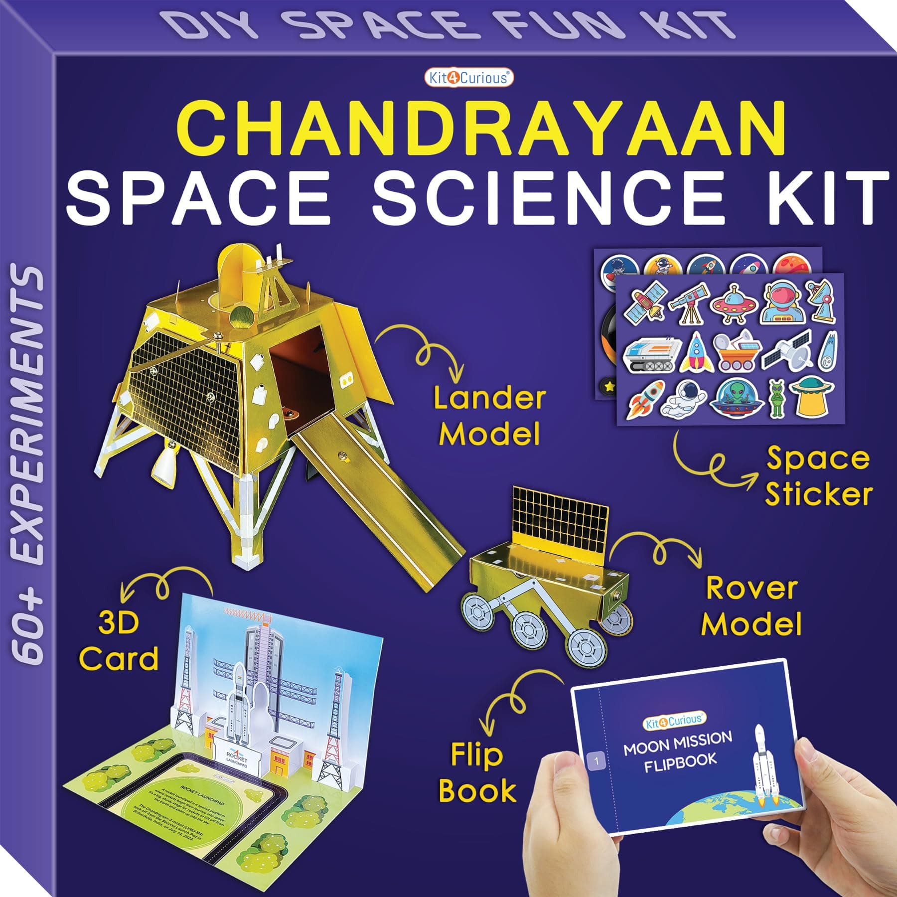 Kit4Curious® Space Science Moon Mission Kit - Science & Fun Innovation Gift Toy for 60 Projects
