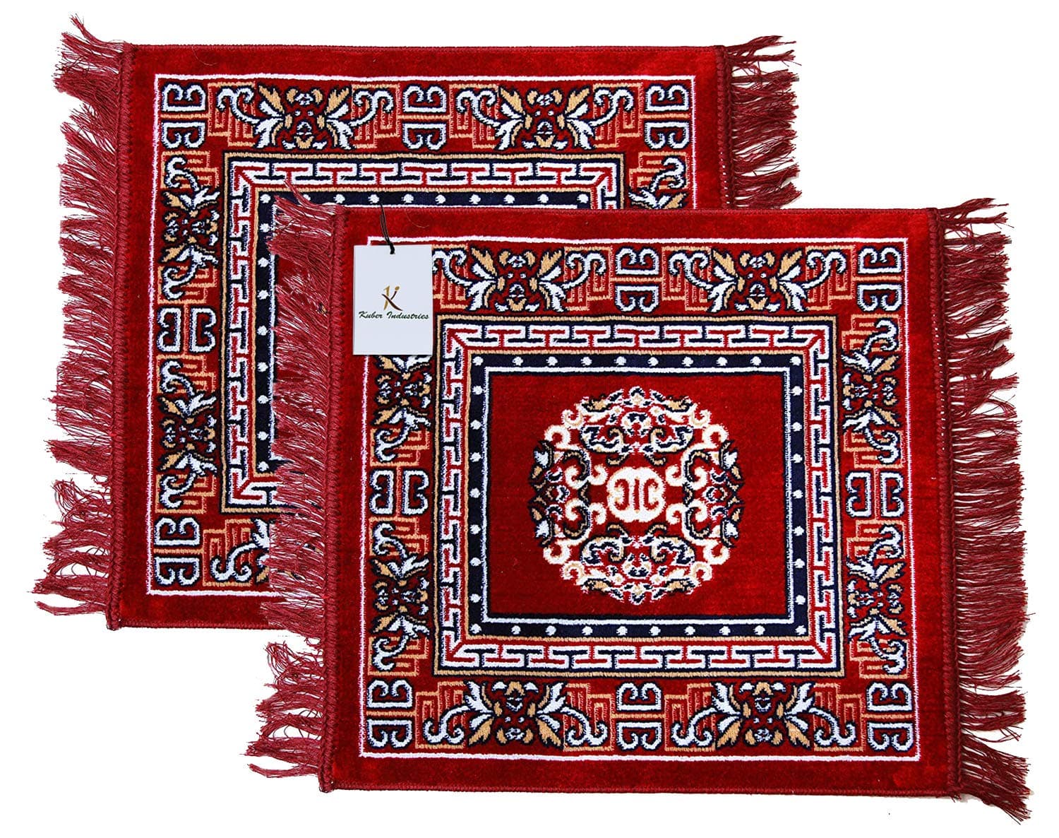 Kuber Industries Rug (Red, Maroon, Velvet, Standard, Rectangular, 60 x 60 cm)