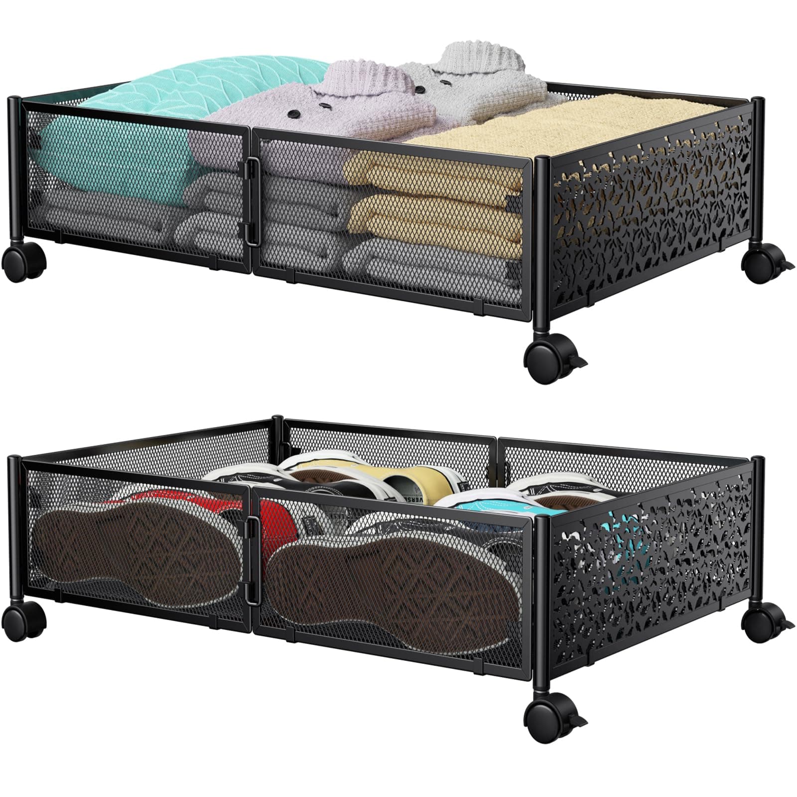PHINOX Under Bed Storage, Under the Bed Storage Containers with Wheels, Under...